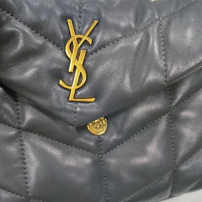 Saint Laurent Paris Saint Laurent Paris YSL PUFFER grey sheepskin quilted Venvelope clutch shoulder Size ONE SIZE - 8 Thumbnail
