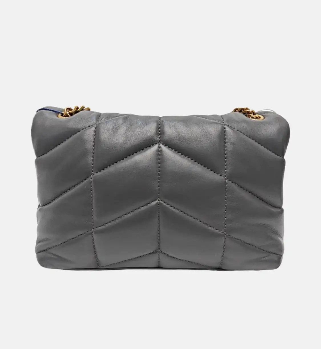 Saint Laurent Paris Saint Laurent Paris YSL PUFFER grey sheepskin quilted Venvelope clutch shoulder Size ONE SIZE - 5 Thumbnail