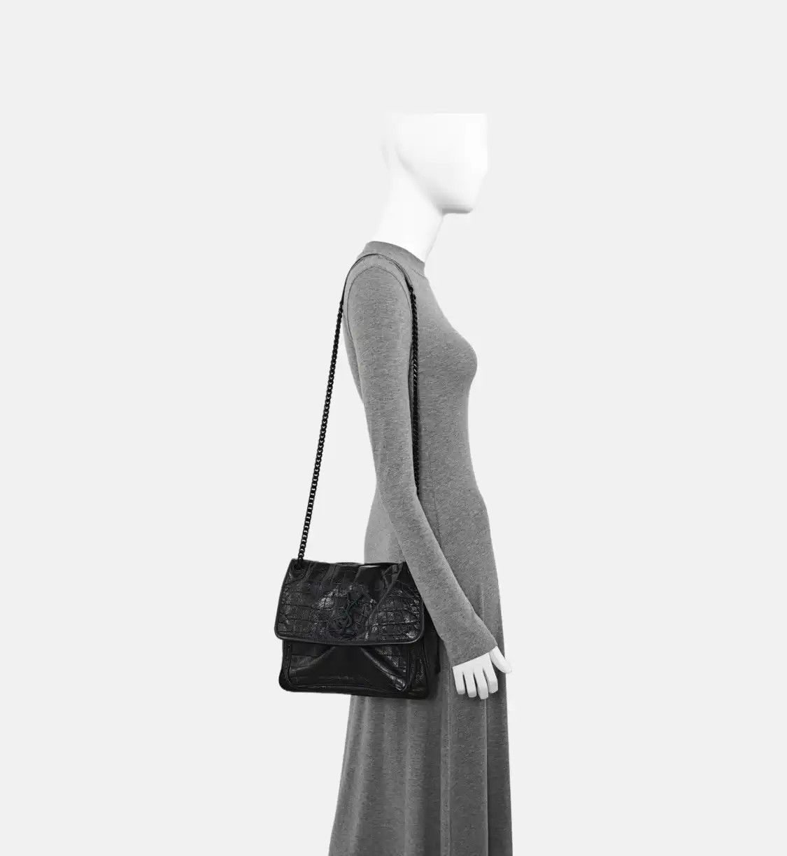 Saint Laurent Paris Saint Laurent Paris YSL NIKI Medium black cowhide leather crocodile shoulder bag Size ONE SIZE - 2 Thumbnail