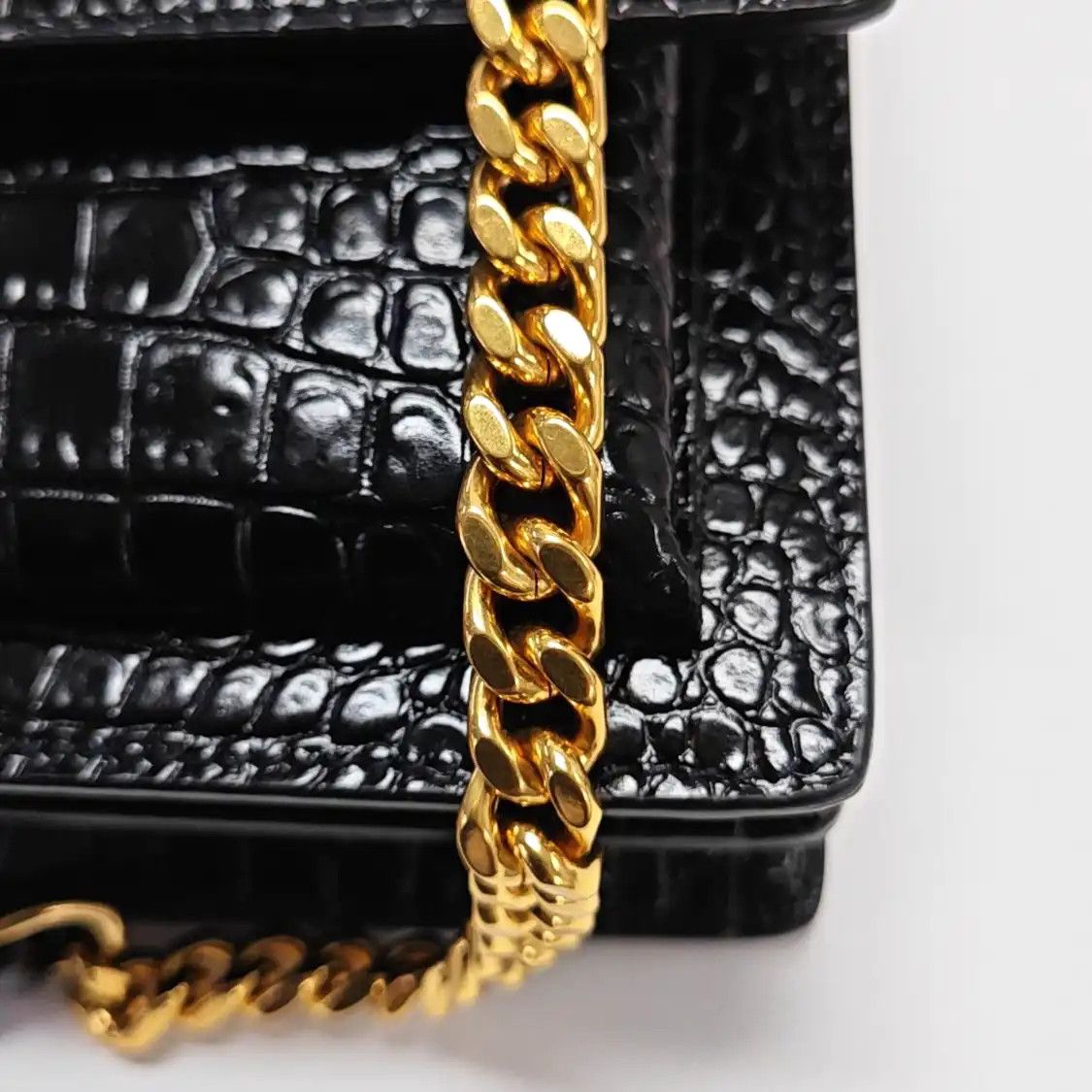 Saint Laurent Paris Saint Laurent Paris YSL SUNSET Medium black cowhide leather crocodile shoulder b Size ONE SIZE - 10 Thumbnail