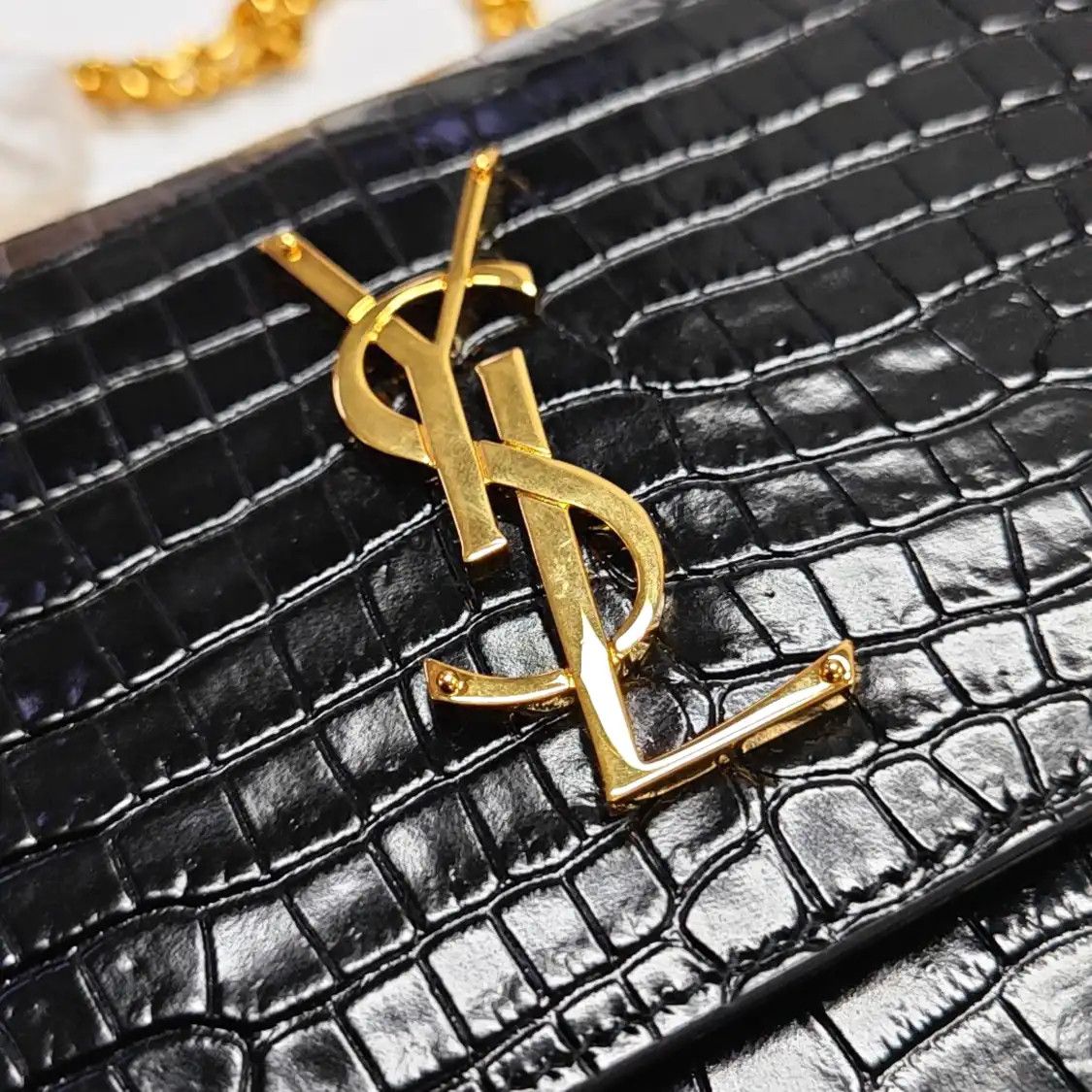 Saint Laurent Paris Saint Laurent Paris YSL SUNSET Medium black cowhide leather crocodile shoulder b Size ONE SIZE - 9 Thumbnail
