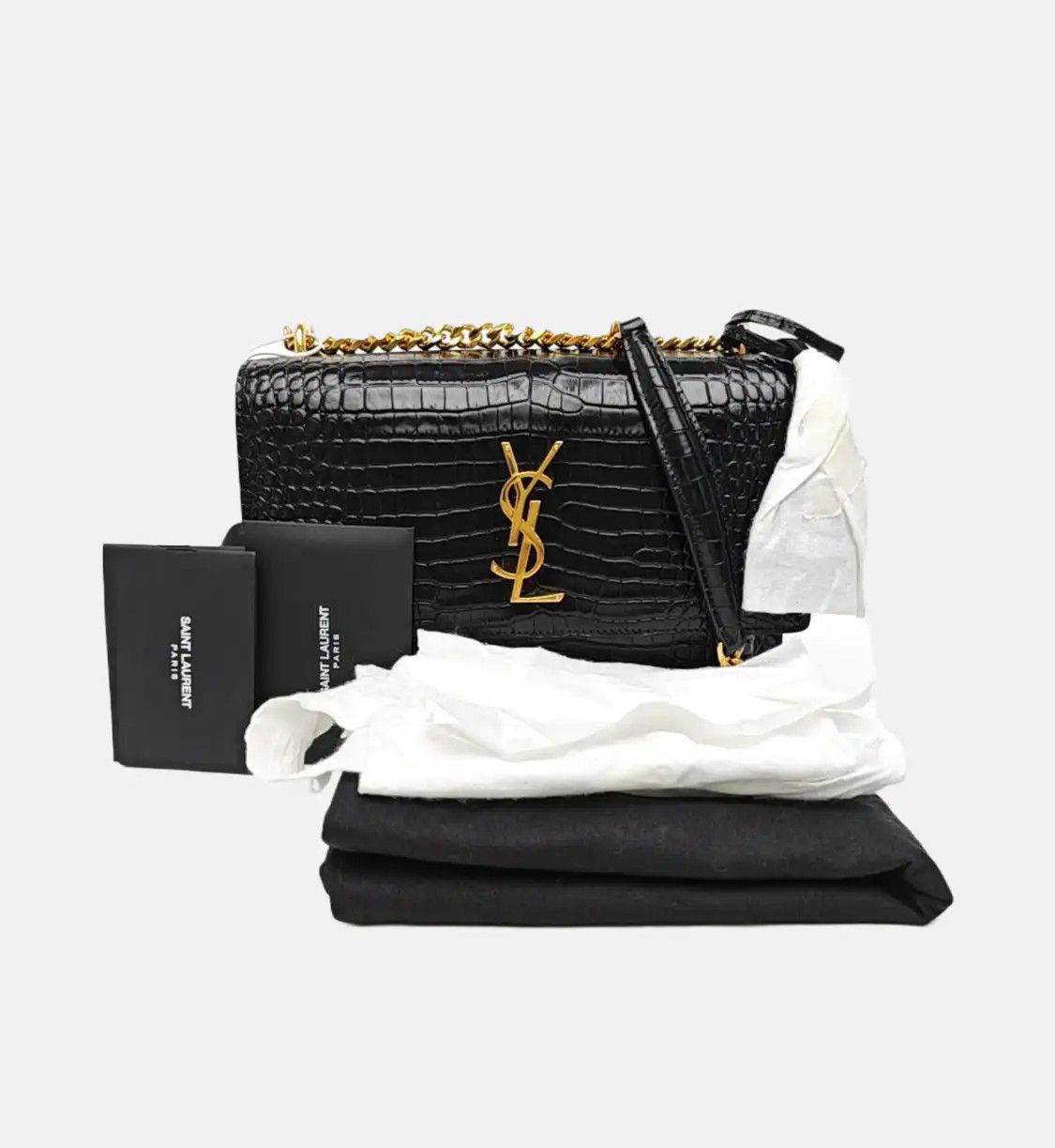 Saint Laurent Paris Saint Laurent Paris YSL SUNSET Medium black cowhide leather crocodile shoulder b Size ONE SIZE - 8 Thumbnail