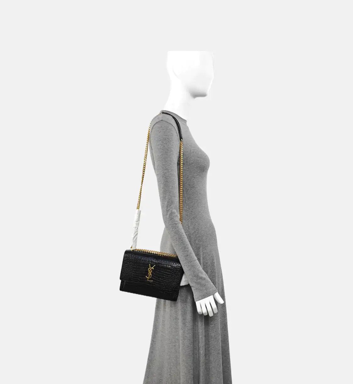 Saint Laurent Paris Saint Laurent Paris YSL SUNSET Medium black cowhide leather crocodile shoulder b Size ONE SIZE - 2 Thumbnail