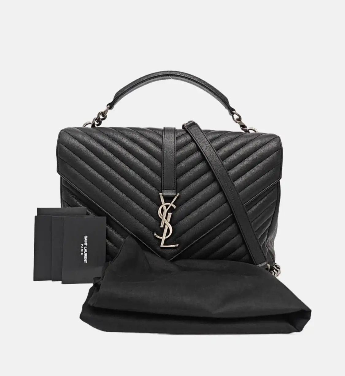 Saint Laurent Paris Saint Laurent Paris YSL COLLEGE Large black cowhide leather quilted Venvelope cl Size ONE SIZE - 8 Thumbnail
