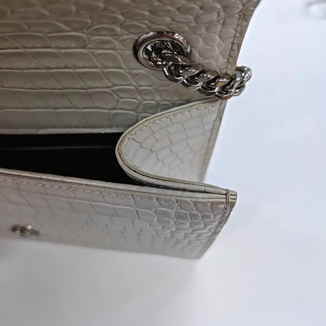 Saint Laurent Paris Saint Laurent Paris YSL KATE WOC white cowhide leather crocodile flap bag chain Size ONE SIZE - 13 Thumbnail