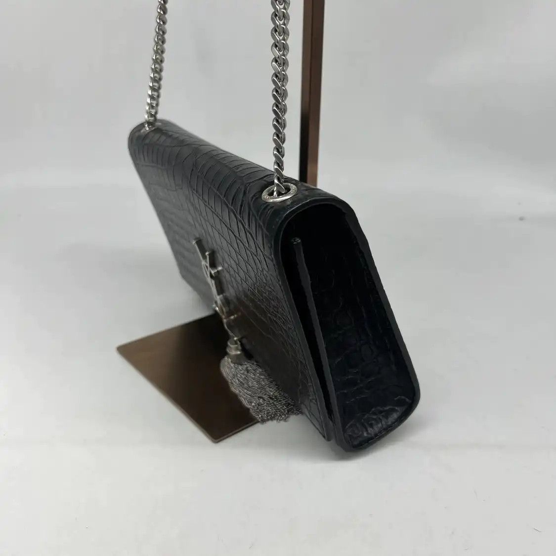 Saint Laurent Paris Saint Laurent Paris YSL KATE black cowhide leather fringe embossed flap bag chai Size ONE SIZE - 3 Thumbnail