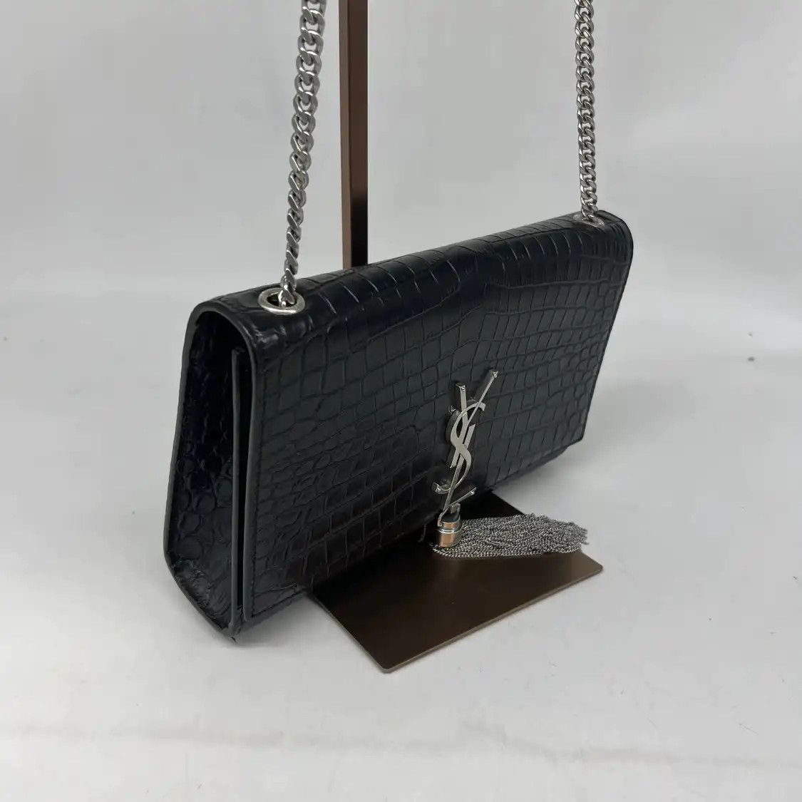 Saint Laurent Paris Saint Laurent Paris YSL KATE black cowhide leather fringe embossed flap bag chai Size ONE SIZE - 2 Thumbnail