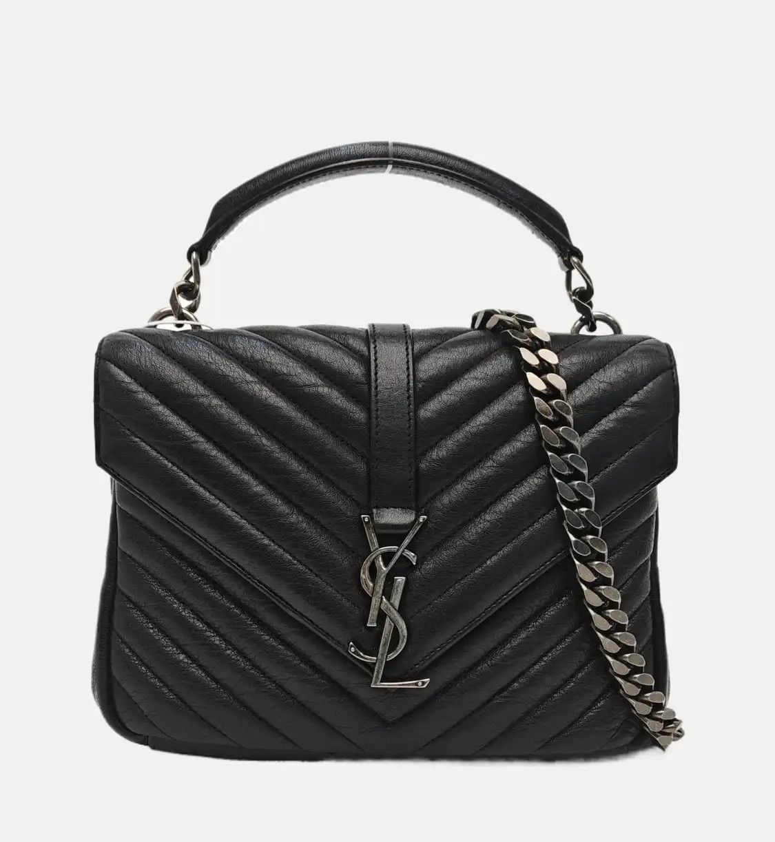 Saint Laurent Paris Saint Laurent Paris YSL COLLEGE Medium black sheepskin quilted Vshoulder bag cro Size ONE SIZE - 8 Thumbnail