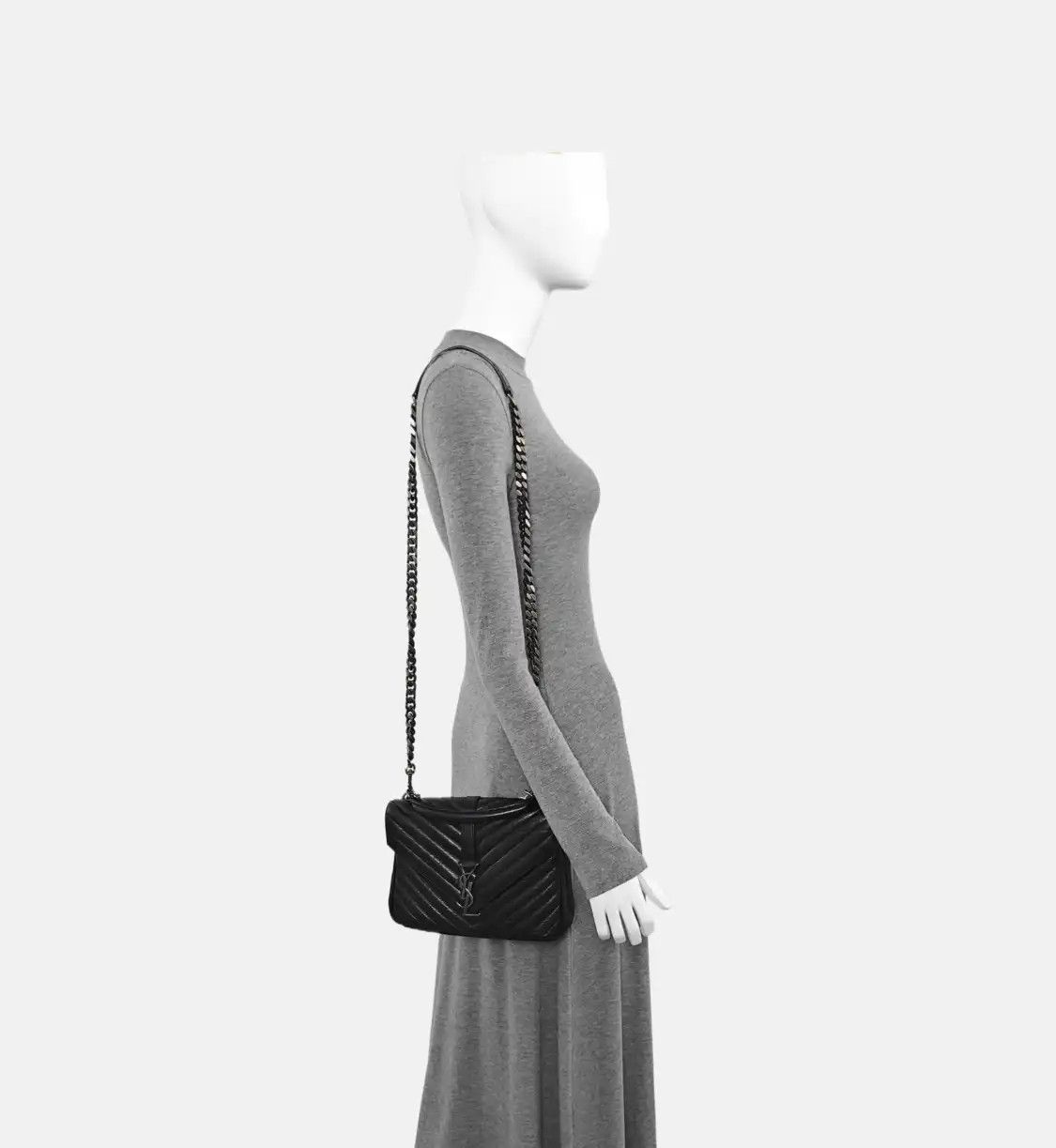 Saint Laurent Paris Saint Laurent Paris YSL COLLEGE Medium black sheepskin quilted Vshoulder bag cro Size ONE SIZE - 2 Thumbnail