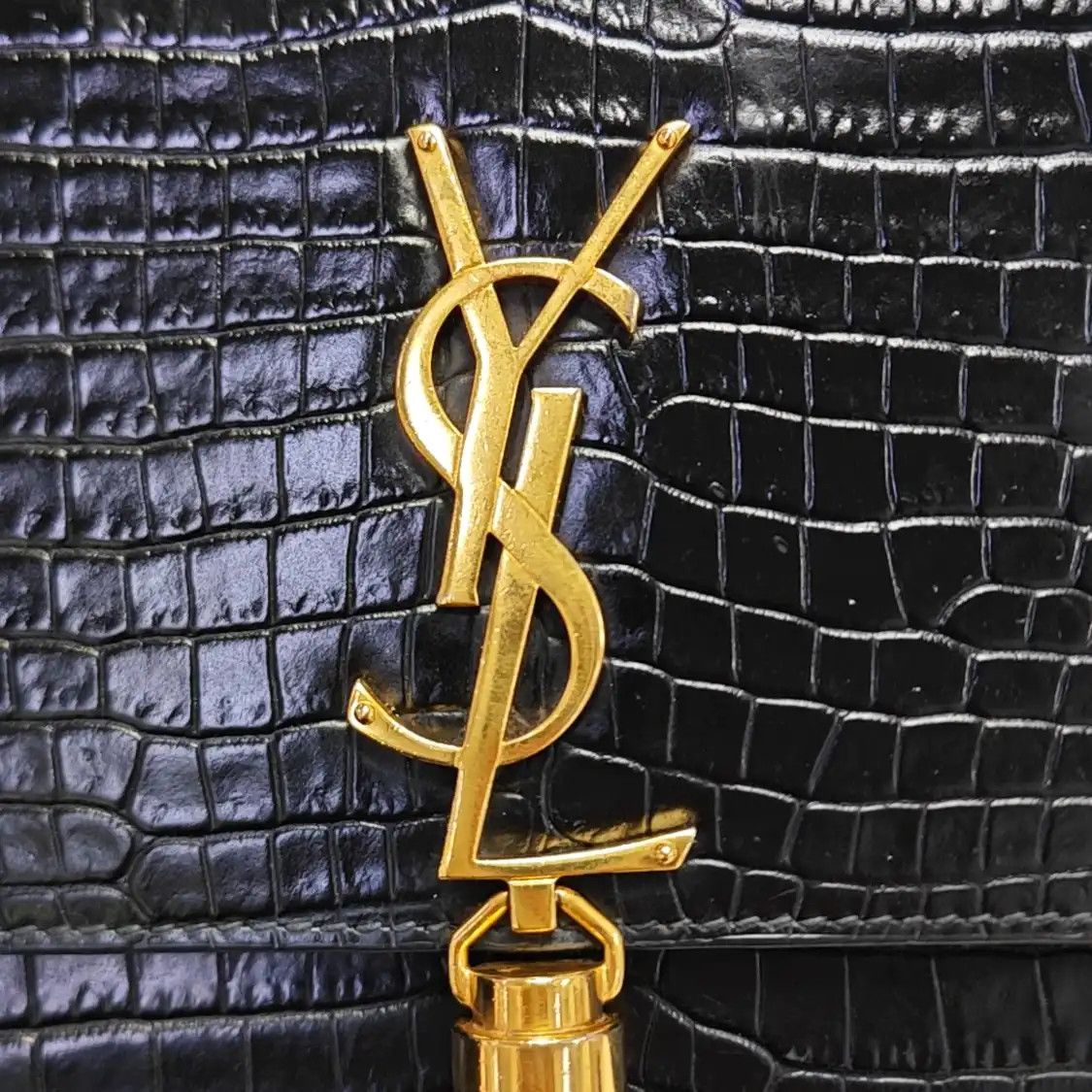 Saint Laurent Paris Saint Laurent Paris YSL KATE Medium black cowhide leather fringe embossed flap b Size ONE SIZE - 9 Thumbnail