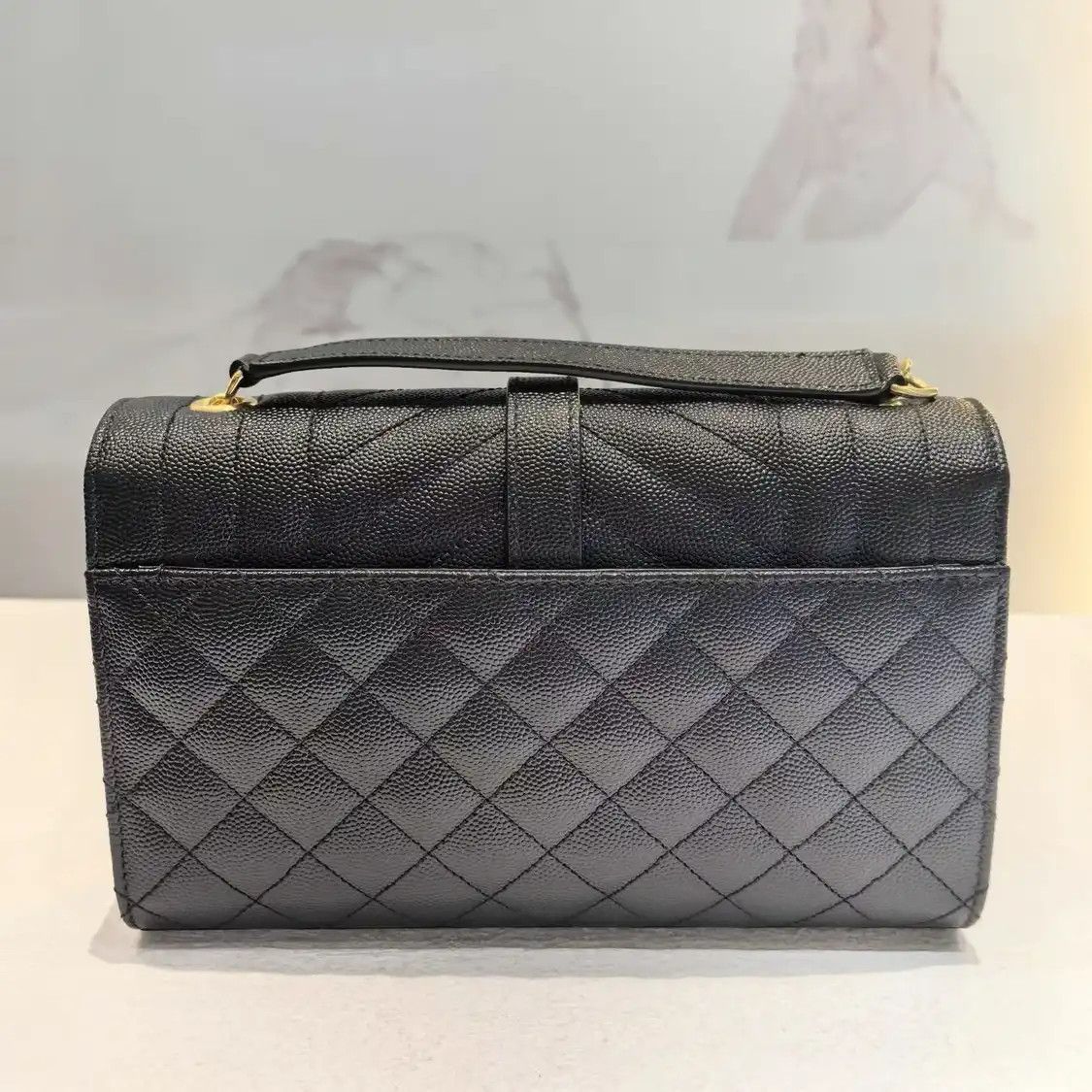 Saint Laurent Paris Saint Laurent Paris YSL ENVELOPE Small black cowhide leather quilted Vflap bag c Size ONE SIZE - 3 Thumbnail