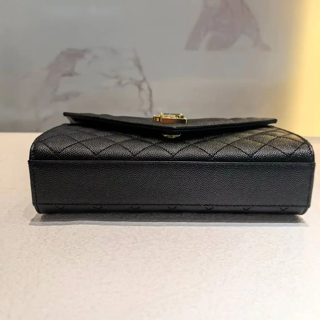 Saint Laurent Paris Saint Laurent Paris YSL ENVELOPE Small black cowhide leather quilted Vflap bag c Size ONE SIZE - 5 Thumbnail