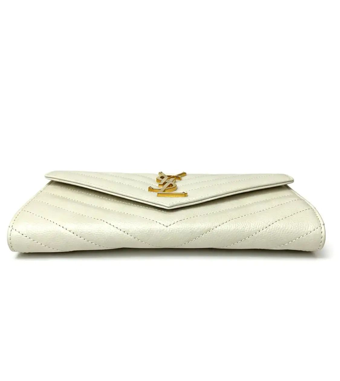 Saint Laurent Paris Saint Laurent Paris YSL MONOGRAM white cowhide leather quilted Vclutch Size ONE SIZE - 3 Thumbnail
