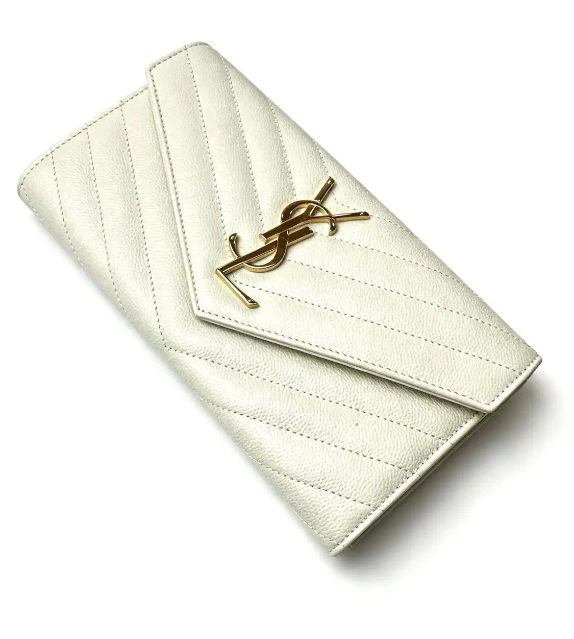 Saint Laurent Paris Saint Laurent Paris YSL MONOGRAM white cowhide leather quilted Vclutch Size ONE SIZE - 5 Thumbnail