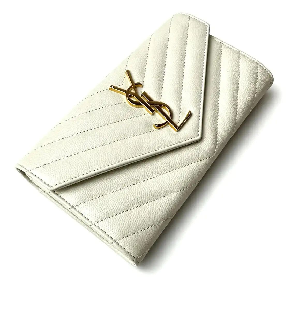 Saint Laurent Paris Saint Laurent Paris YSL MONOGRAM white cowhide leather quilted Vclutch Size ONE SIZE - 4 Thumbnail