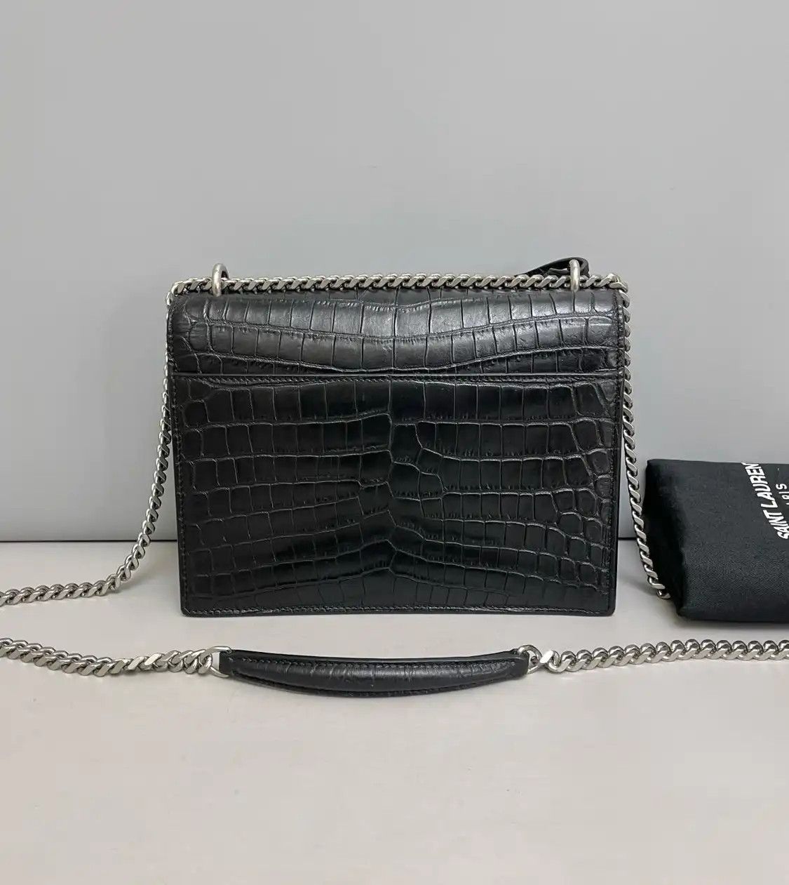 Saint Laurent Paris Saint Laurent Paris YSL SUNSET Medium black cowhide leather crocodile 日落bag cros Size ONE SIZE - 4 Thumbnail