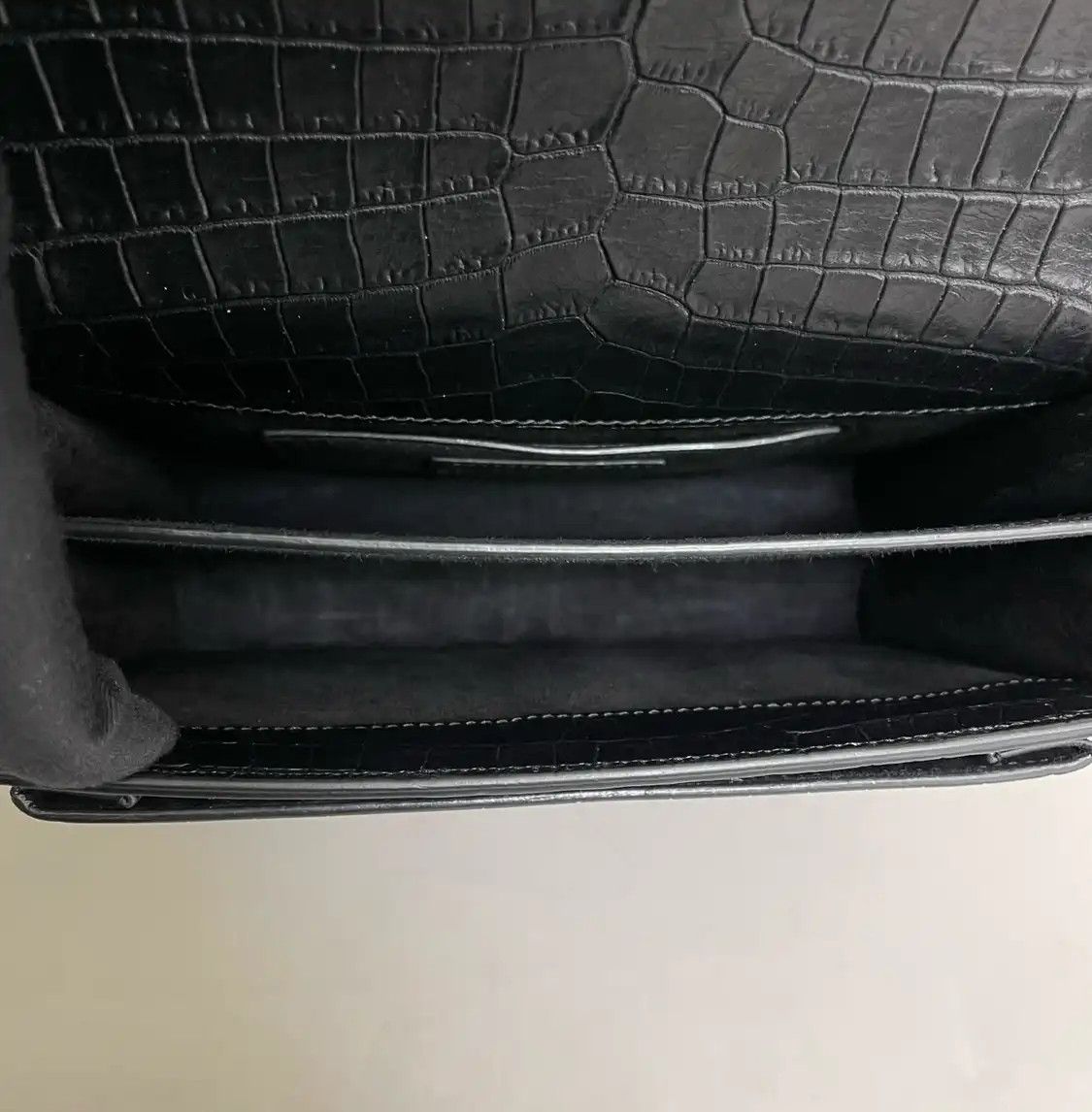 Saint Laurent Paris Saint Laurent Paris YSL SUNSET Medium black cowhide leather crocodile 日落bag cros Size ONE SIZE - 6 Thumbnail