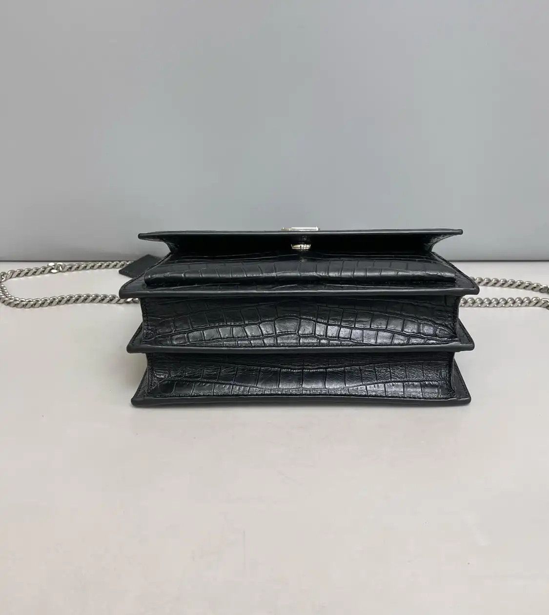 Saint Laurent Paris Saint Laurent Paris YSL SUNSET Medium black cowhide leather crocodile 日落bag cros Size ONE SIZE - 5 Thumbnail
