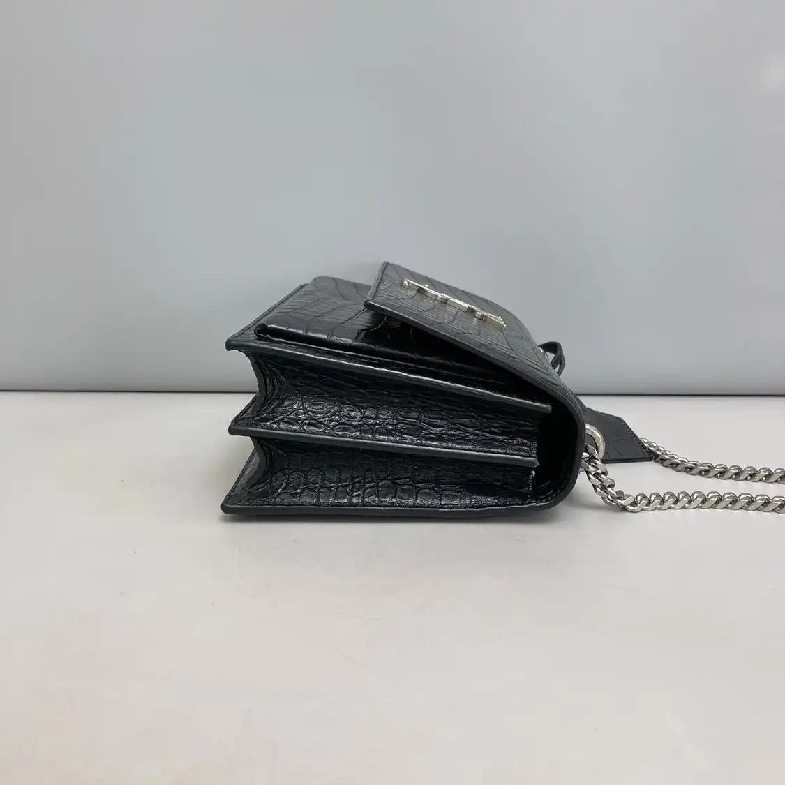 Saint Laurent Paris Saint Laurent Paris YSL SUNSET Medium black cowhide leather crocodile 日落bag cros Size ONE SIZE - 9 Thumbnail
