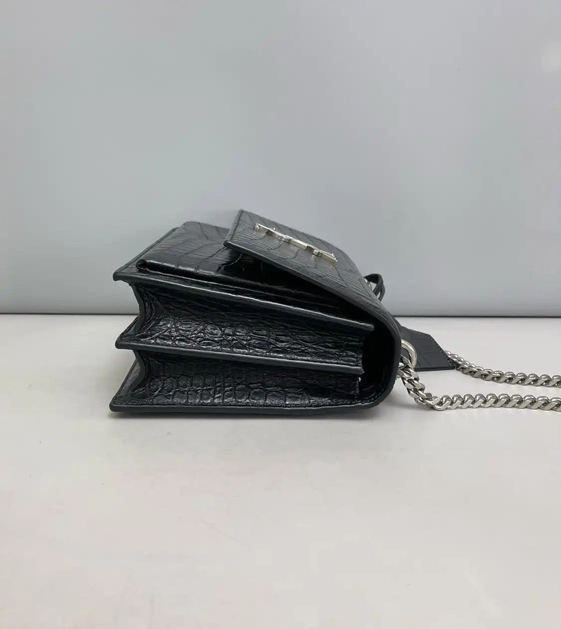 Saint Laurent Paris Saint Laurent Paris YSL SUNSET Medium black cowhide leather crocodile 日落bag cros Size ONE SIZE - 3 Thumbnail