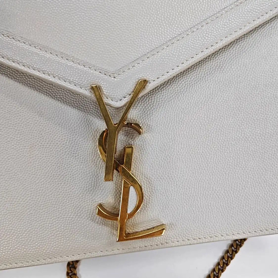 Saint Laurent Paris Saint Laurent Paris YSL CASSANDRA white cowhide leather shoulder bag handbag gol Size ONE SIZE - 8 Thumbnail
