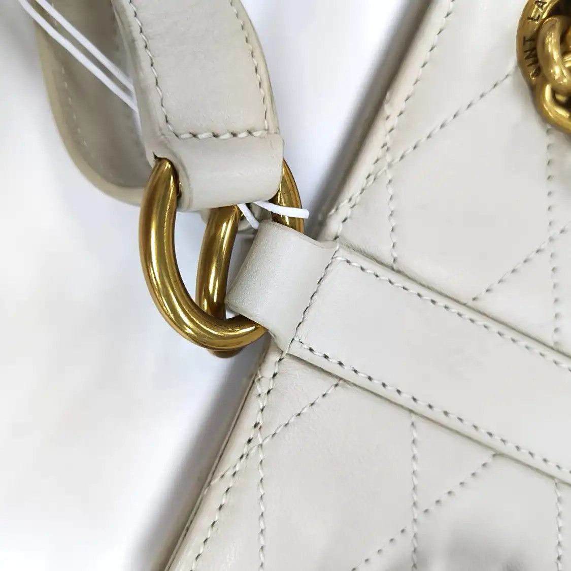 Saint Laurent Paris Saint Laurent Paris YSL white sheepskin quilted shoulder bag crossbody bag gold Size ONE SIZE - 13 Thumbnail