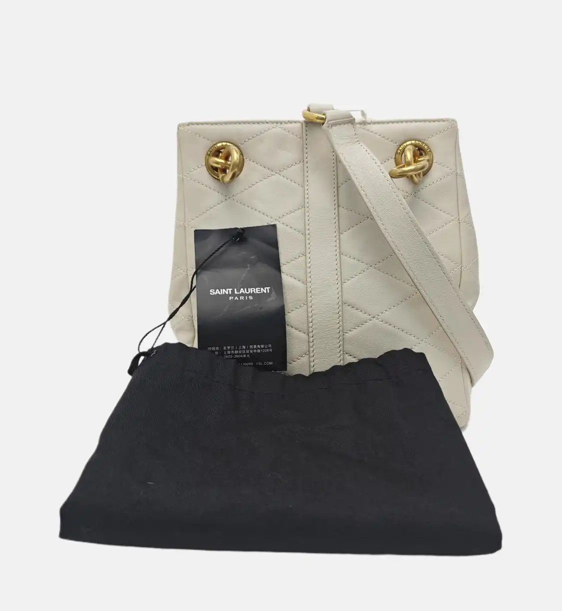 Saint Laurent Paris Saint Laurent Paris YSL white sheepskin quilted shoulder bag crossbody bag gold Size ONE SIZE - 8 Thumbnail