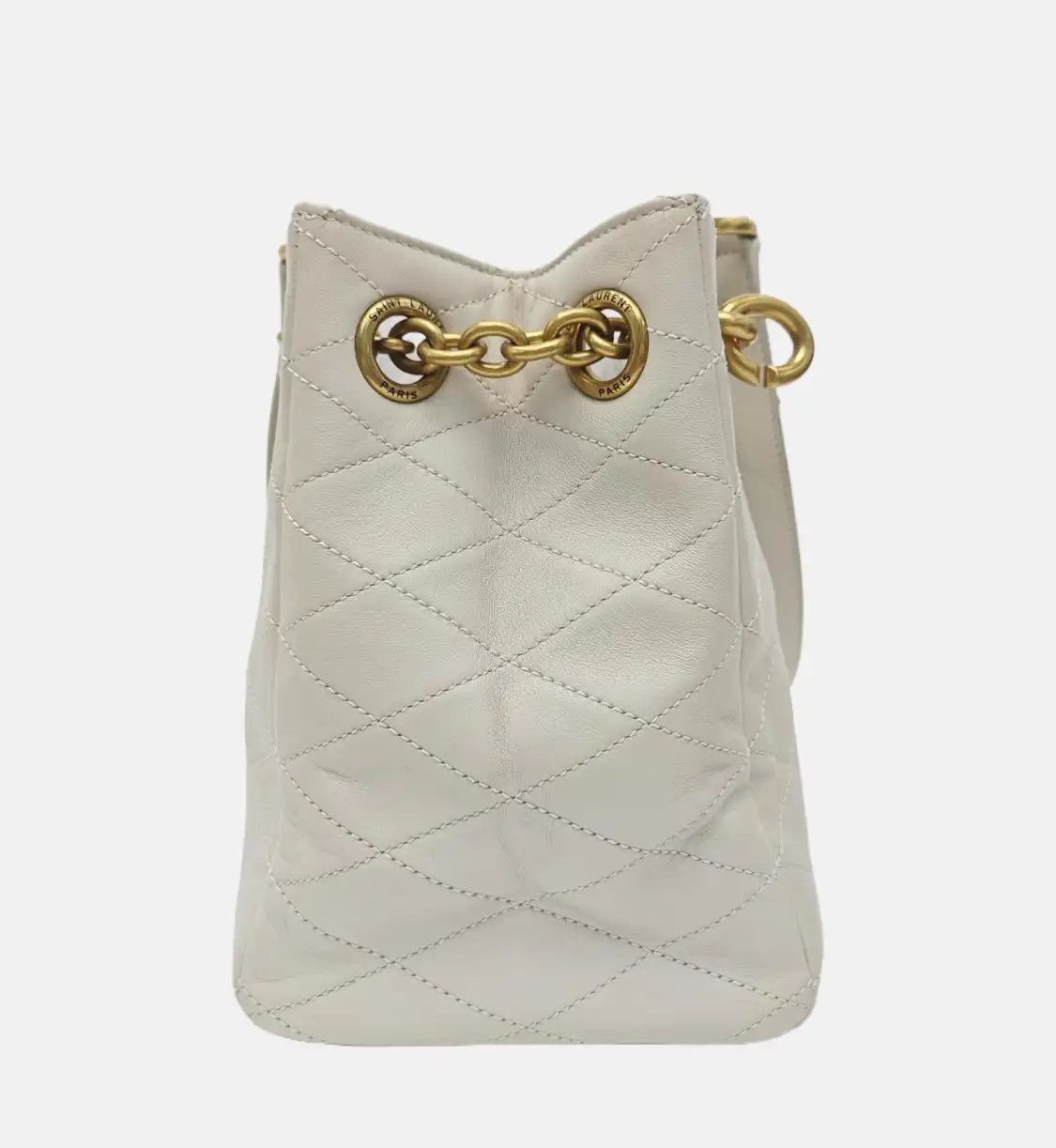 Saint Laurent Paris Saint Laurent Paris YSL white sheepskin quilted shoulder bag crossbody bag gold Size ONE SIZE - 4 Thumbnail