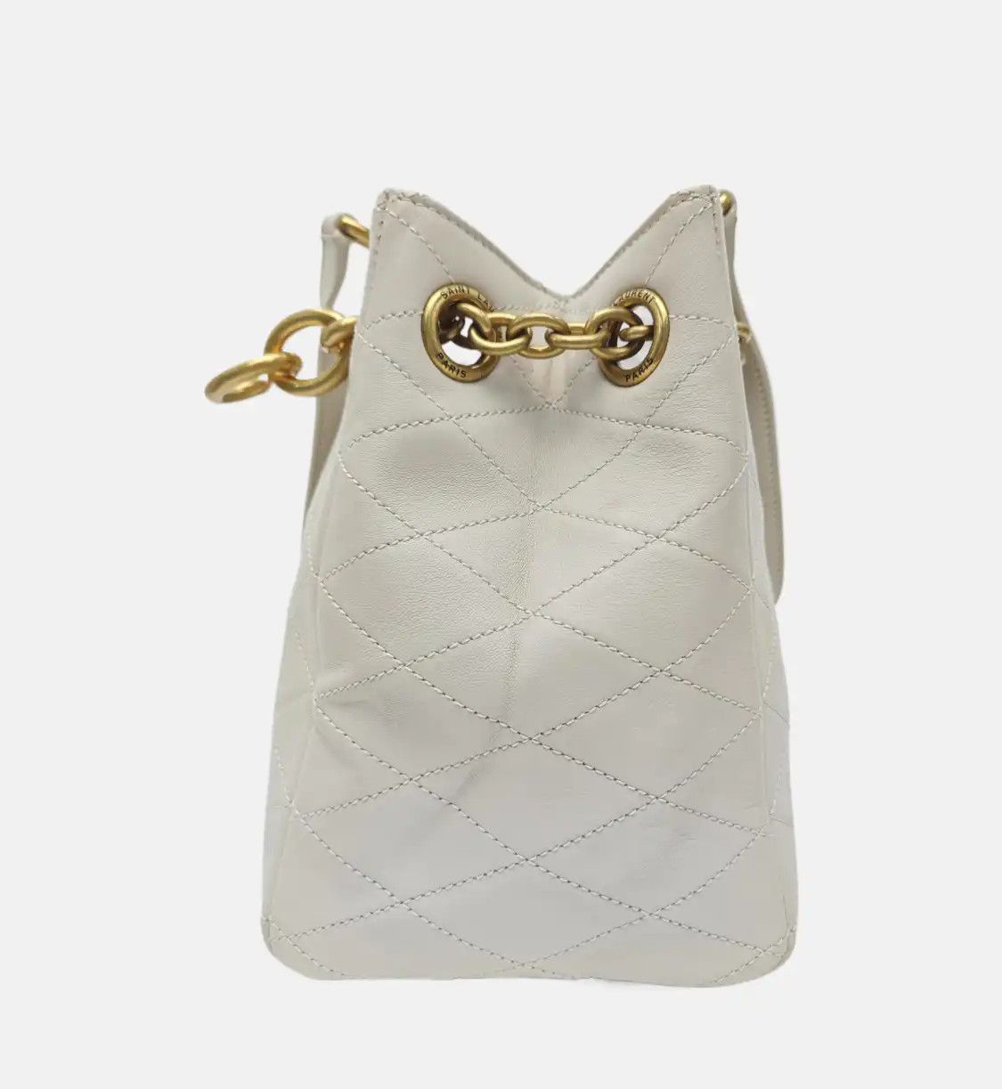 Saint Laurent Paris Saint Laurent Paris YSL white sheepskin quilted shoulder bag crossbody bag gold Size ONE SIZE - 3 Thumbnail
