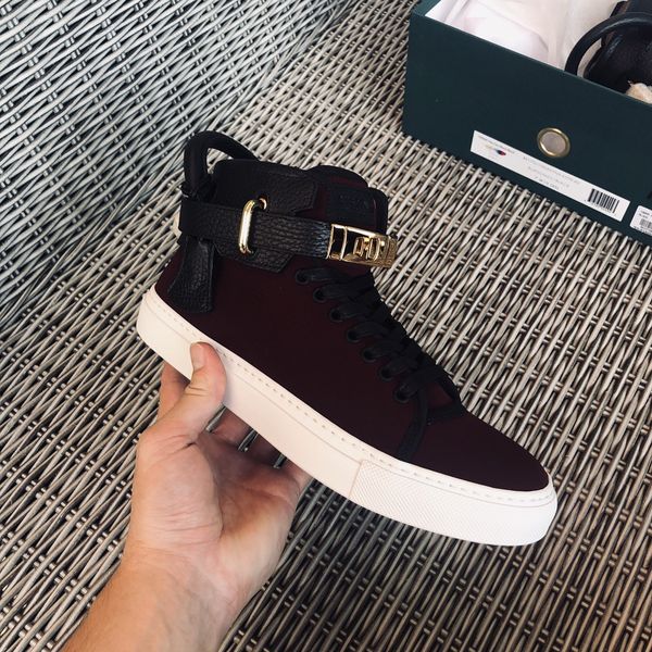 Buscemi Buscemi Burgundy Black 100mm Neoprene Leather High