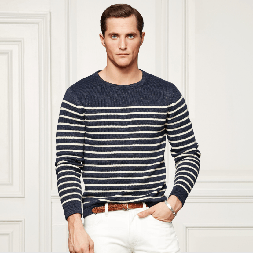 Ralph Lauren Purple Label Blue Striped Cashmere-Linen-blend Jumper Size US L / EU 52-54 / 3 - 3 Thumbnail