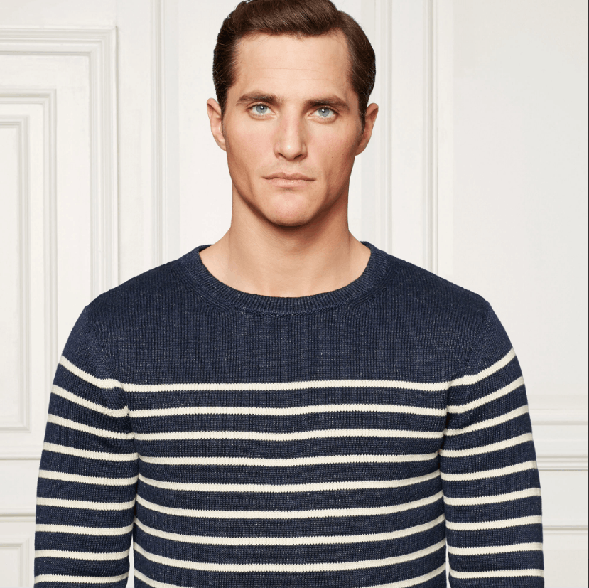 Ralph Lauren Purple Label Blue Striped Cashmere-Linen-blend Jumper Size US L / EU 52-54 / 3 - 2 Thumbnail