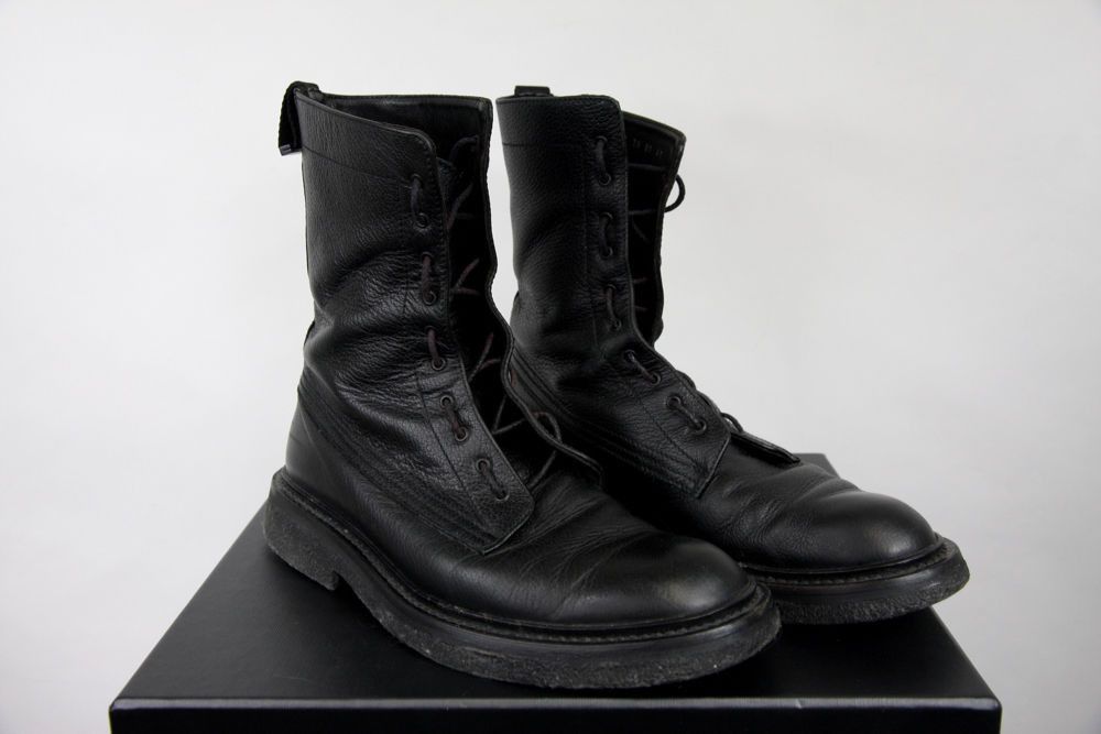 Dior AW07 Dior Homme Black Leather Military Combat Boots 41 8 42 9 Hedi ...