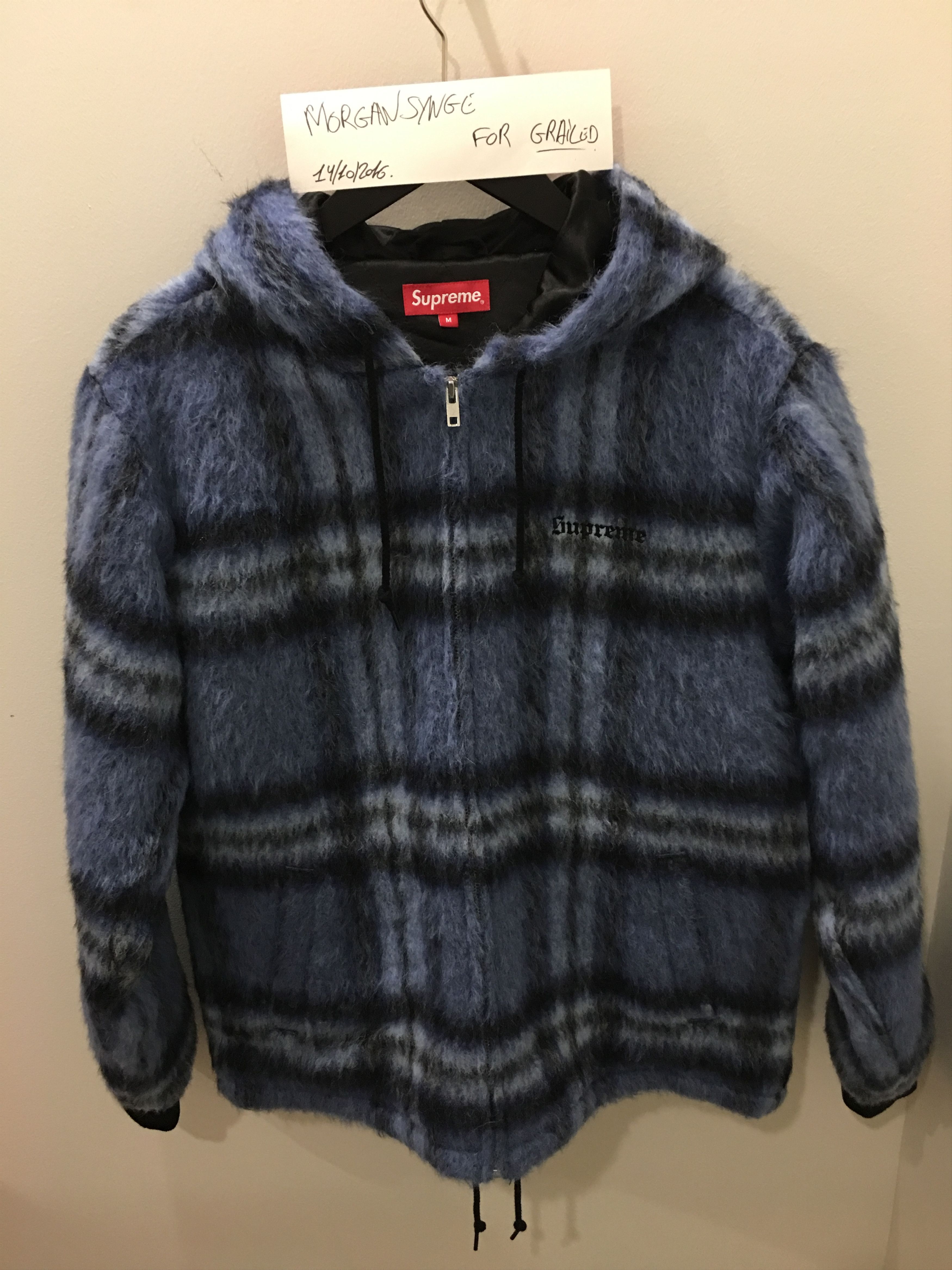 Supreme Mohair Hooded Work Jacket Blue | Grailed