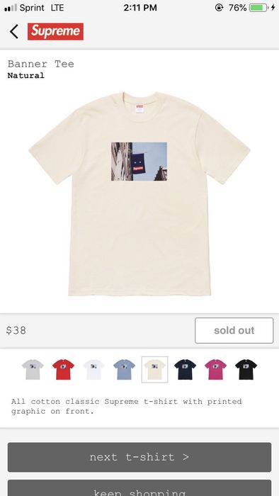 Supreme banner sale tee natural