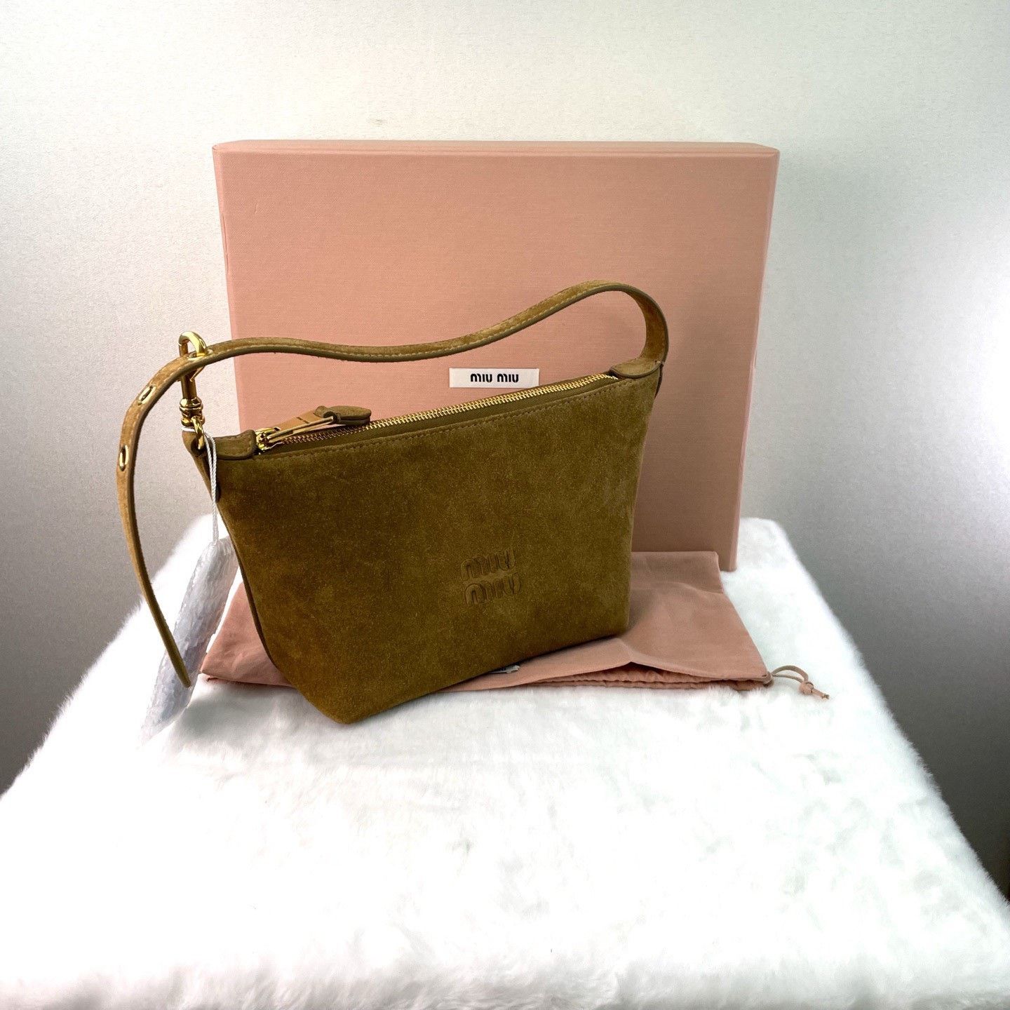 Miu Miu Miu Miu Olive Green Suede Mini Shoulder Bag Size ONE SIZE - 5 Thumbnail