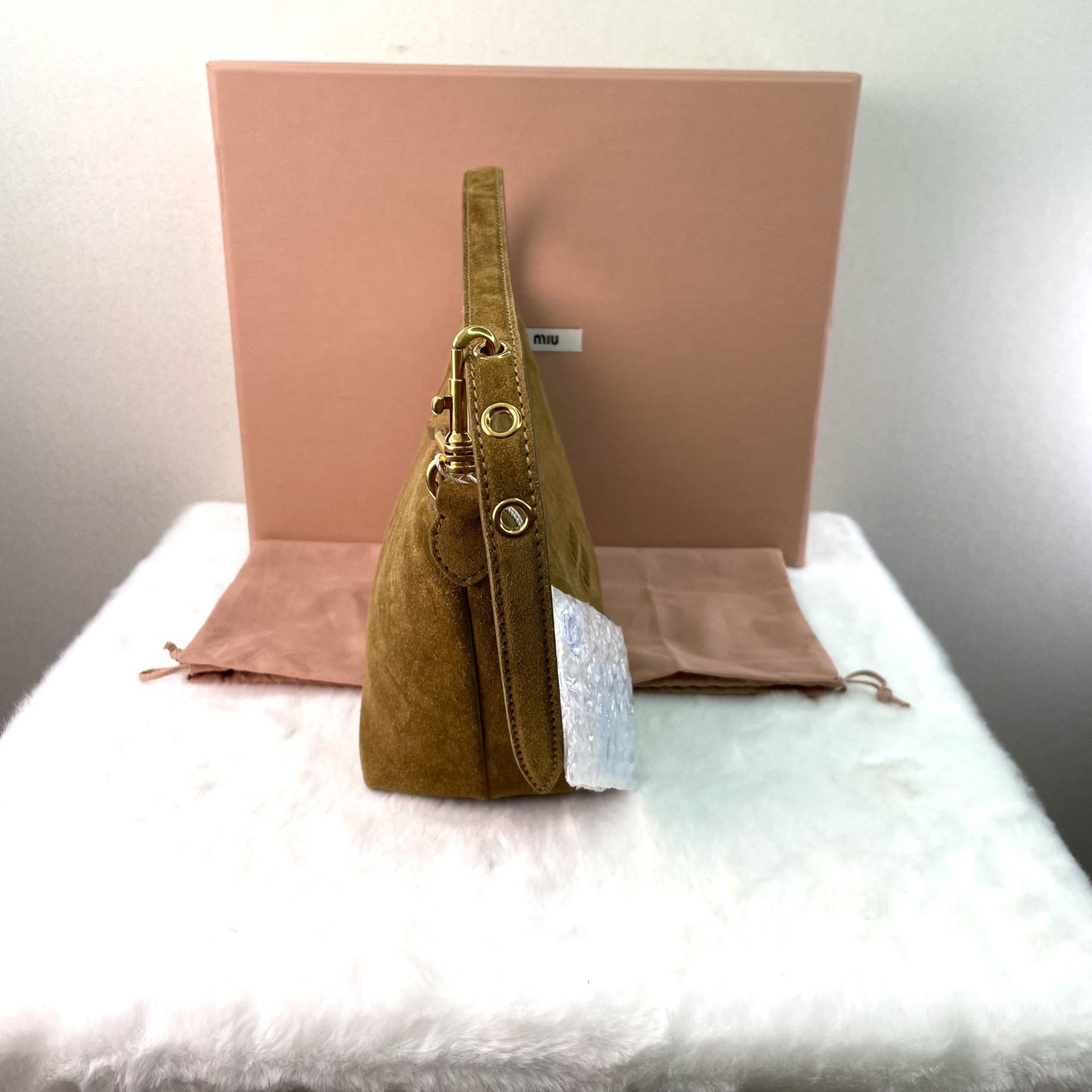 Miu Miu Miu Miu Olive Green Suede Mini Shoulder Bag Size ONE SIZE - 3 Thumbnail
