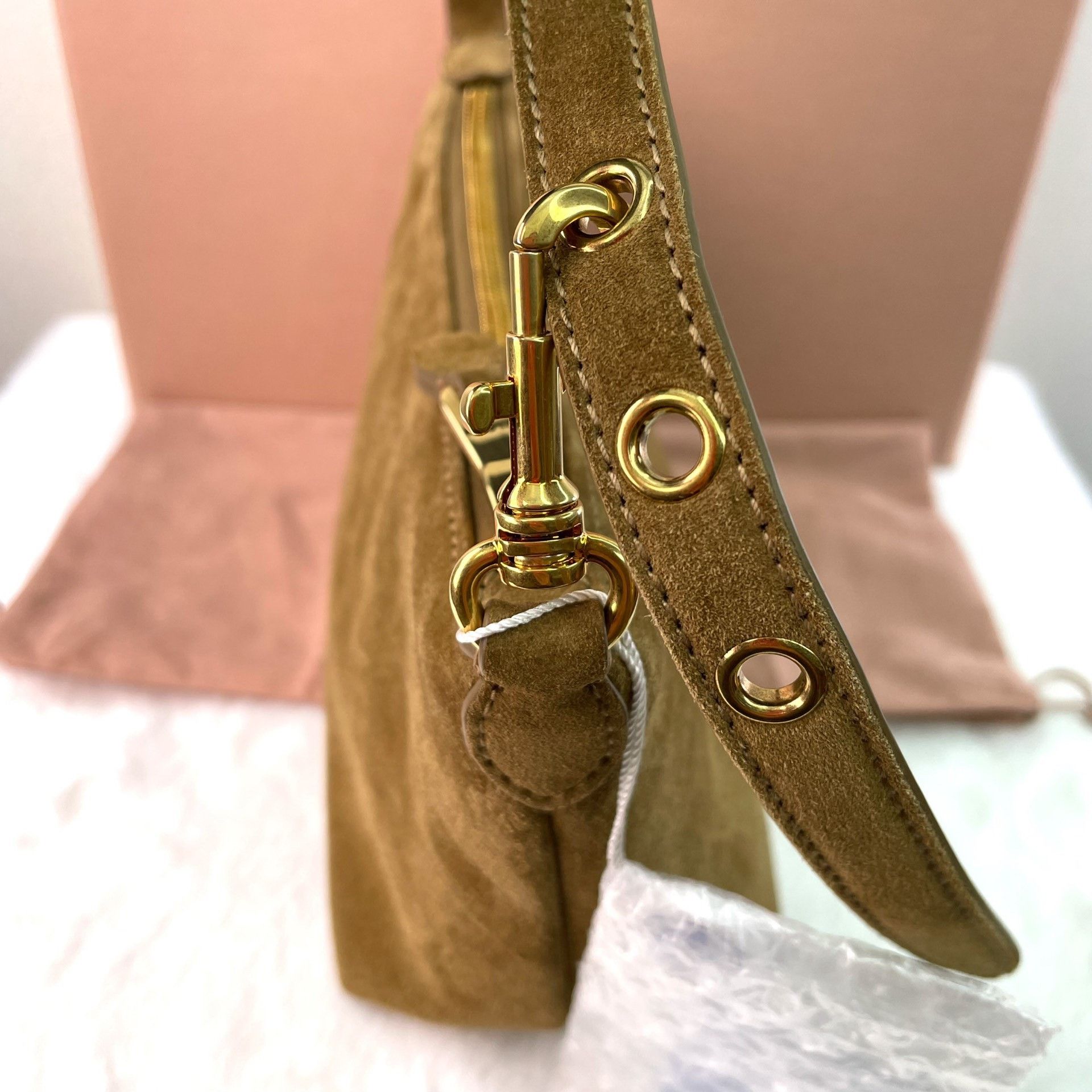 Miu Miu Miu Miu Olive Green Suede Mini Shoulder Bag Size ONE SIZE - 8 Thumbnail