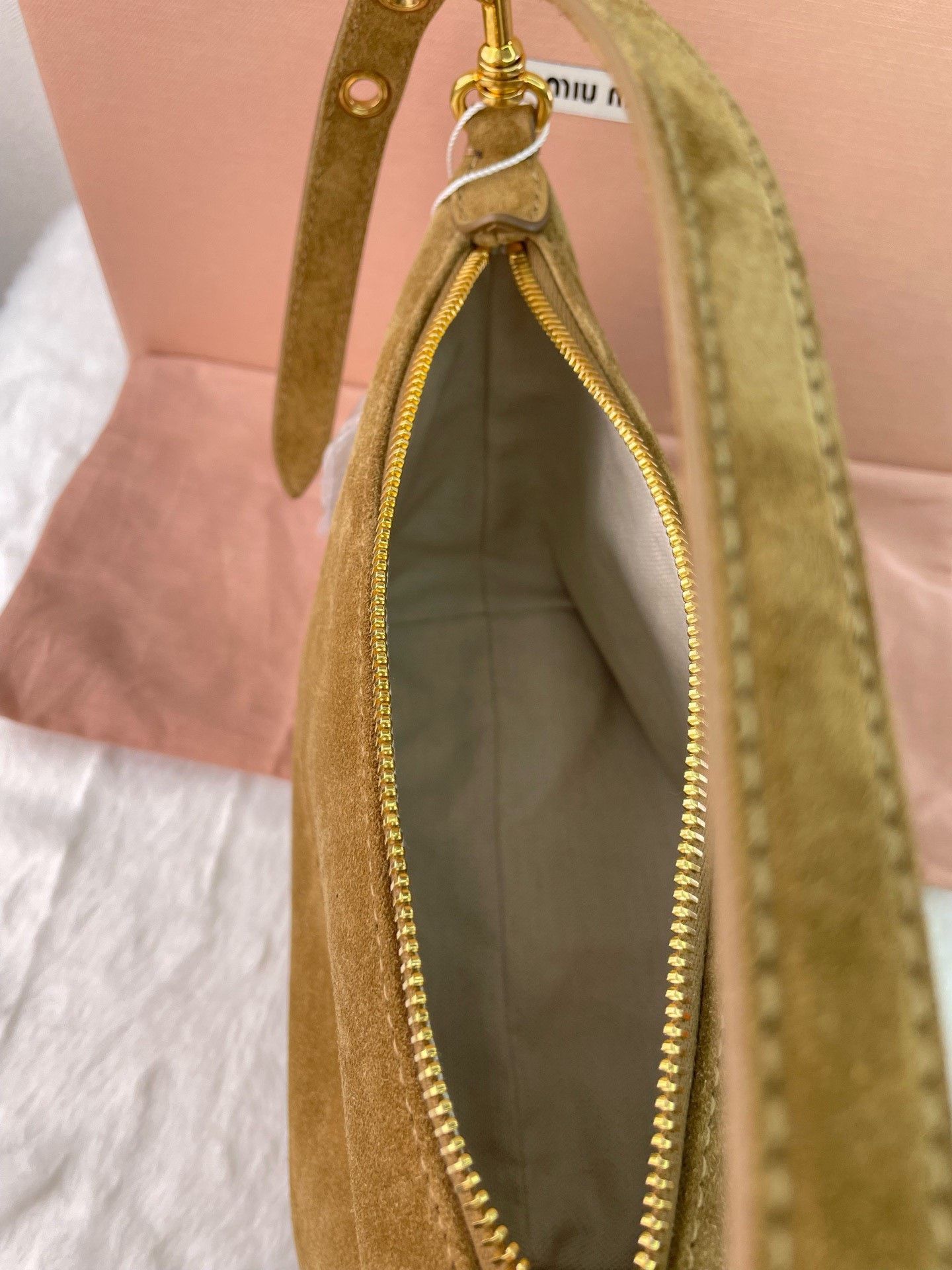Miu Miu Miu Miu Olive Green Suede Mini Shoulder Bag Size ONE SIZE - 9 Thumbnail