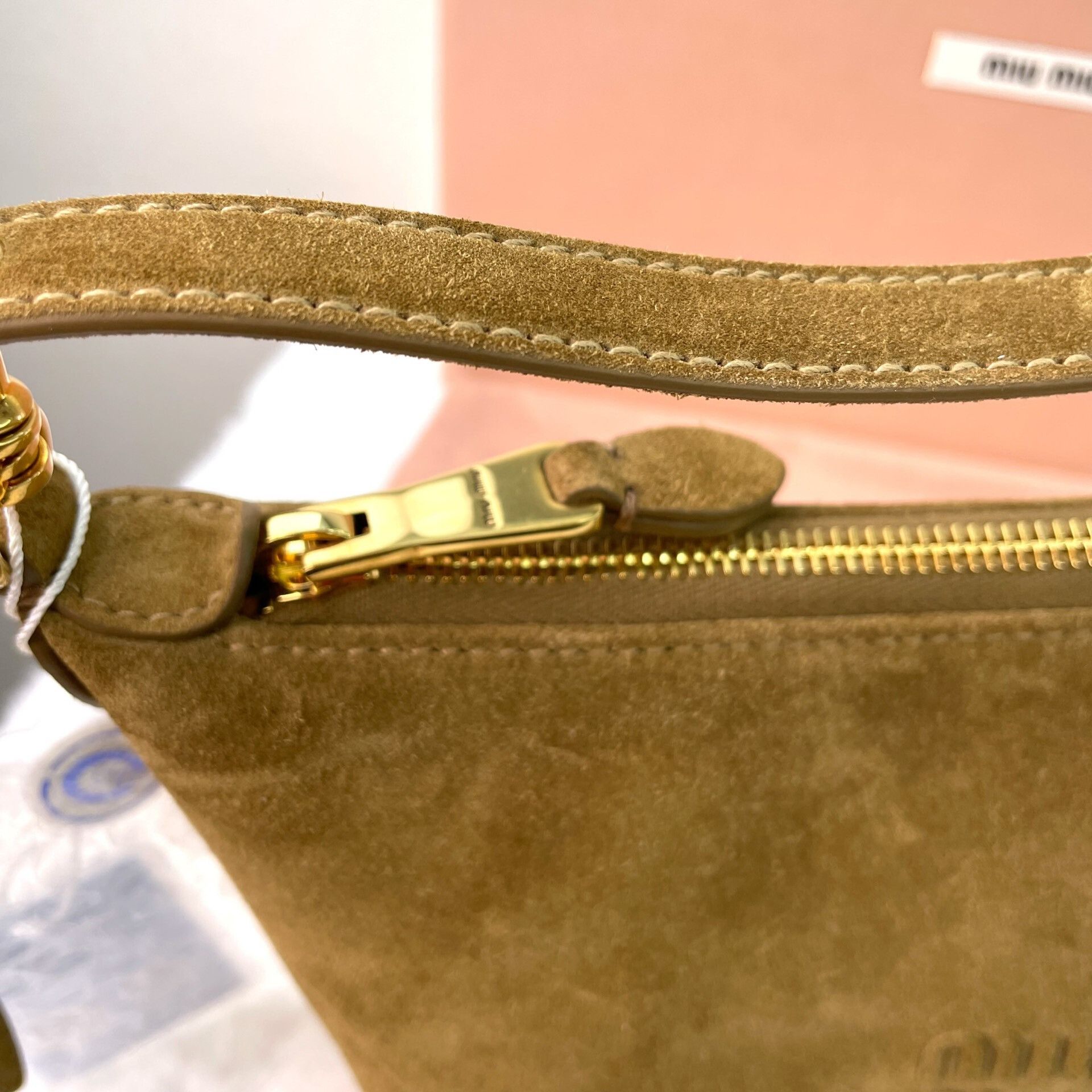 Miu Miu Miu Miu Olive Green Suede Mini Shoulder Bag Size ONE SIZE - 7 Thumbnail