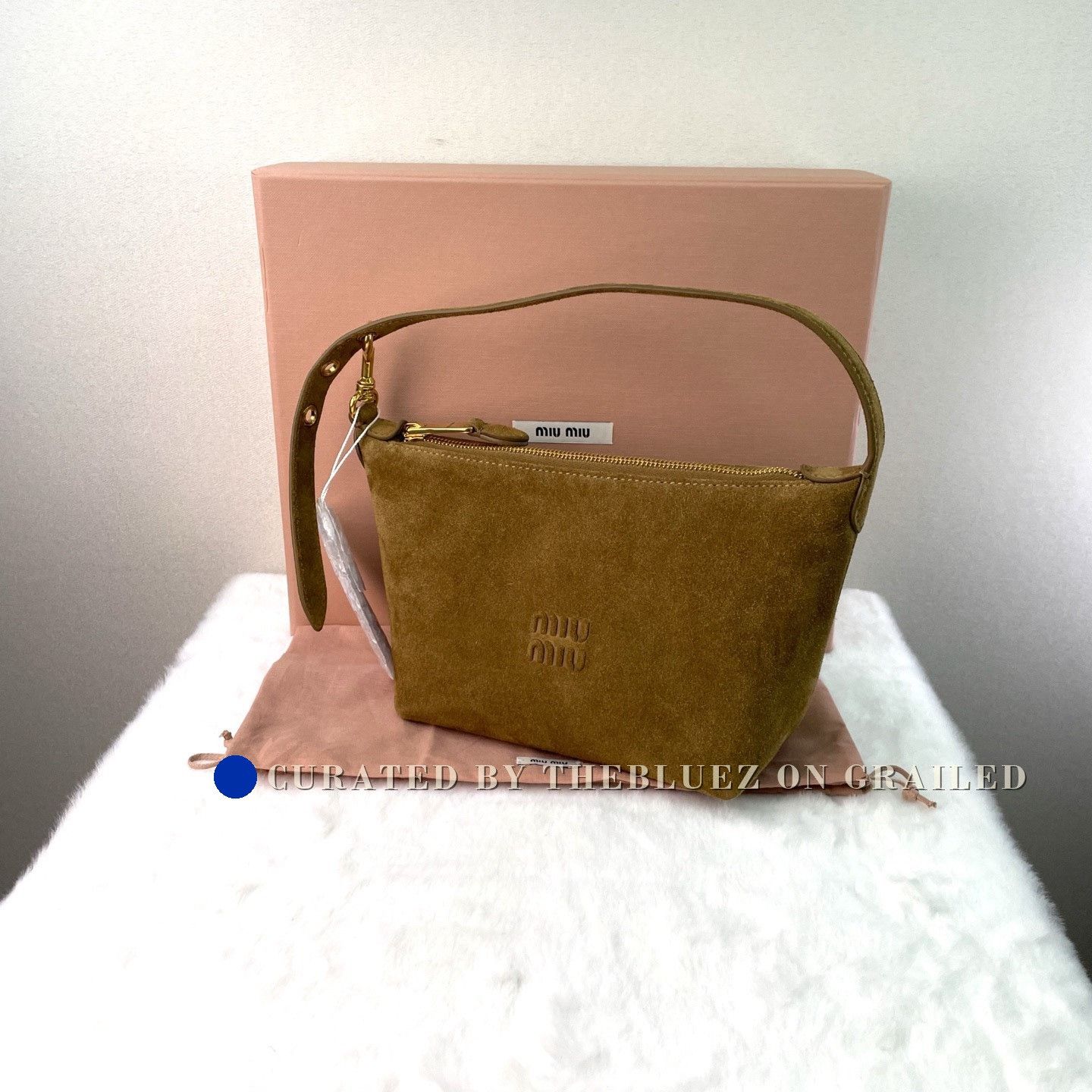 Miu Miu Miu Miu Olive Green Suede Mini Shoulder Bag Size ONE SIZE - 6 Thumbnail