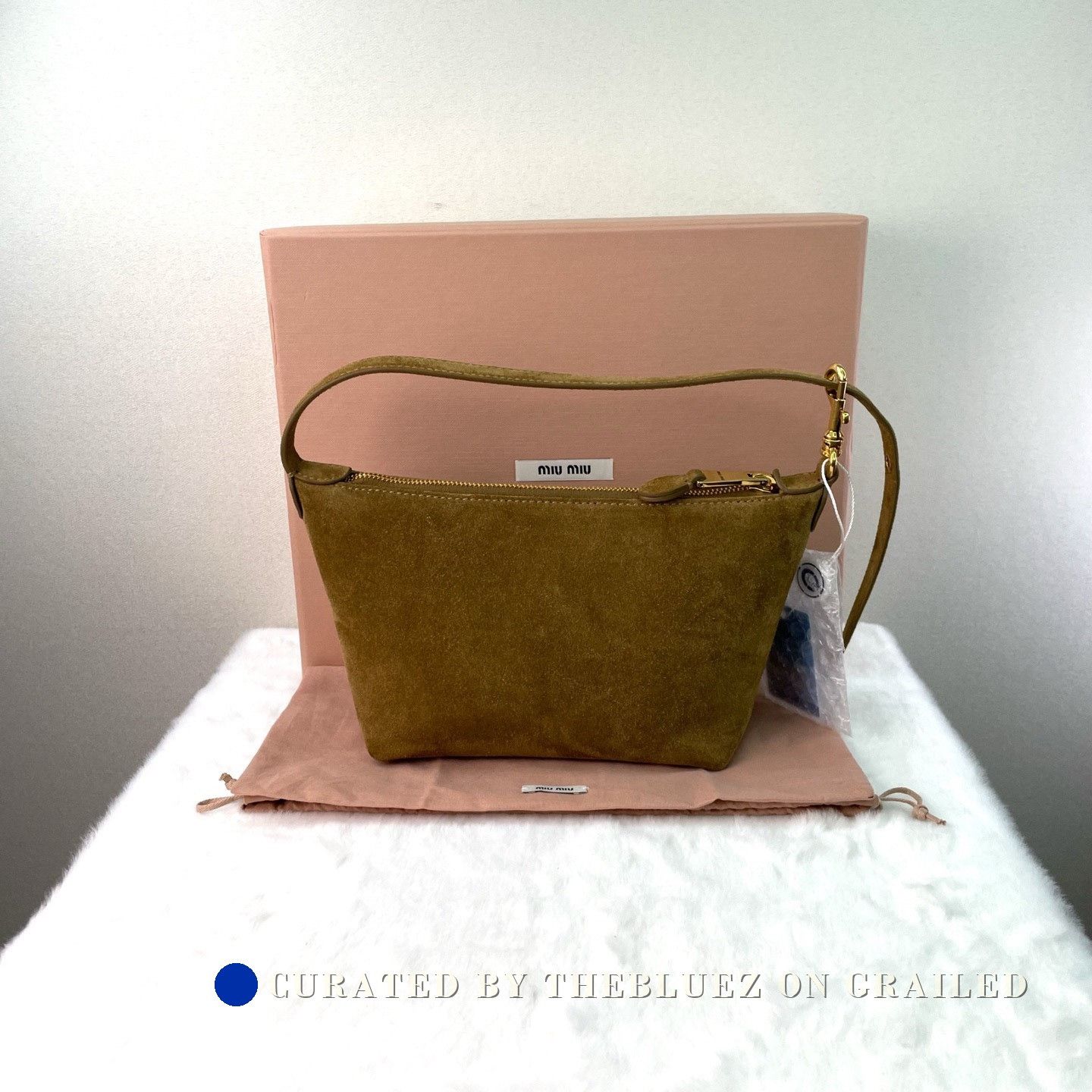 Miu Miu Miu Miu Olive Green Suede Mini Shoulder Bag Size ONE SIZE - 2 Thumbnail