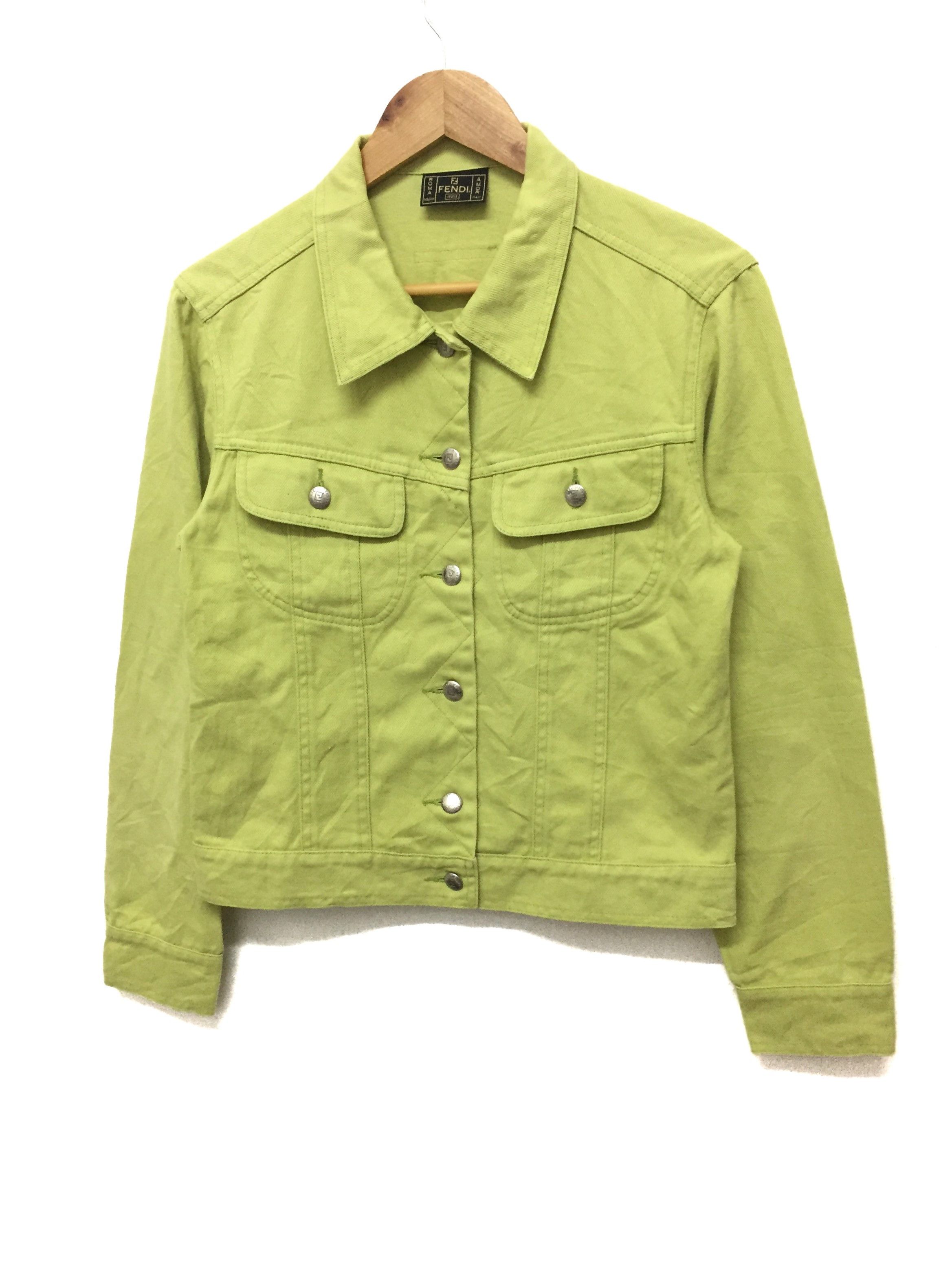 Vtg FENDI Trucker Lime Green denim Jacket