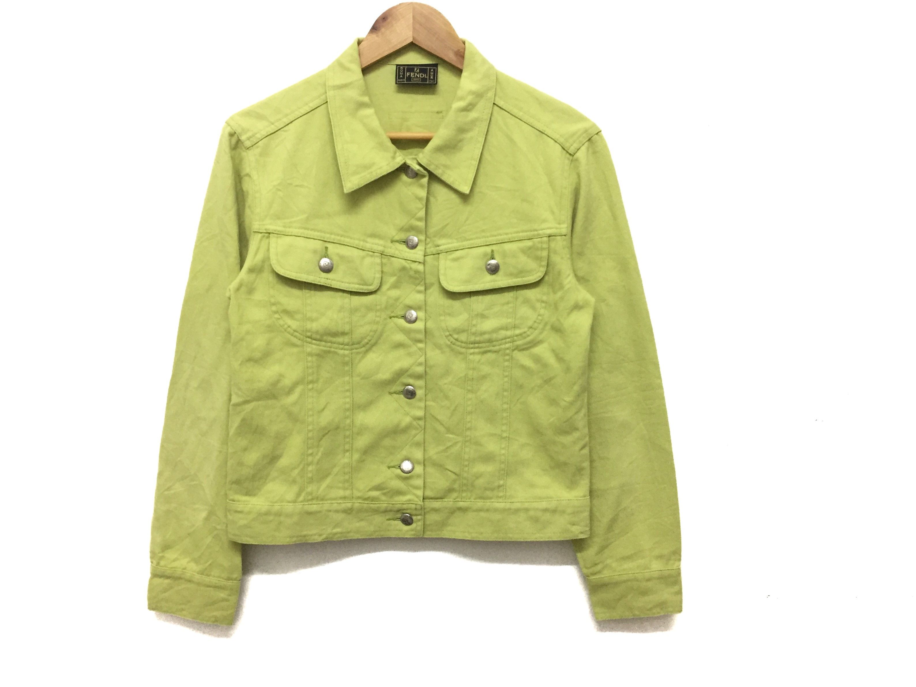 Fendi Vtg FENDI Trucker Lime Green denim Jacket Size M / US 6-8 / IT 42-44 - 2 Thumbnail