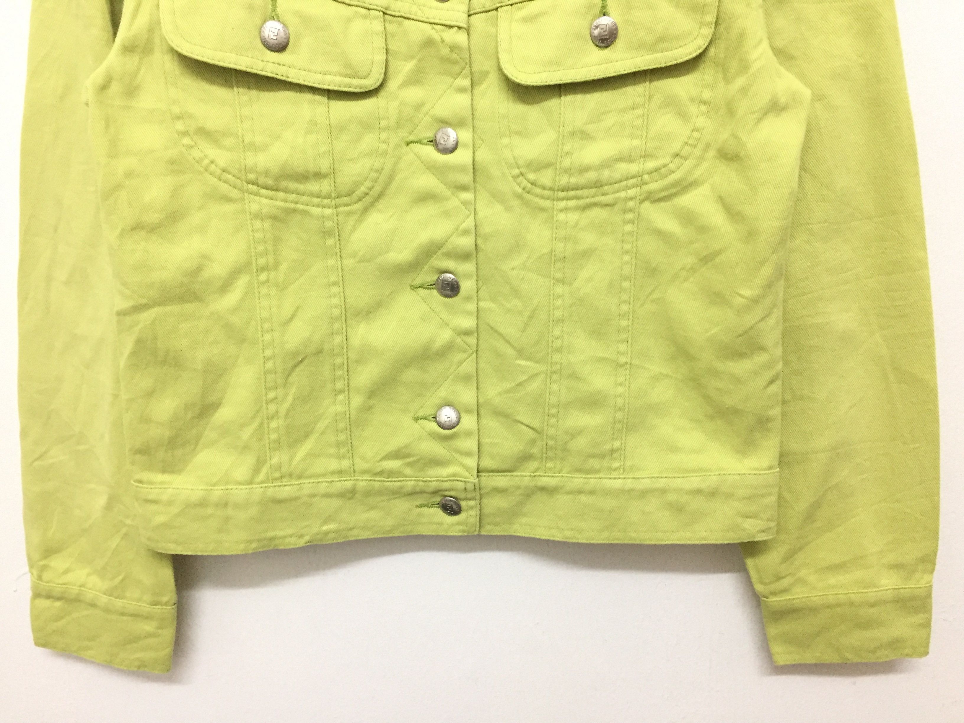 Fendi Vtg FENDI Trucker Lime Green denim Jacket Size M / US 6-8 / IT 42-44 - 4 Thumbnail