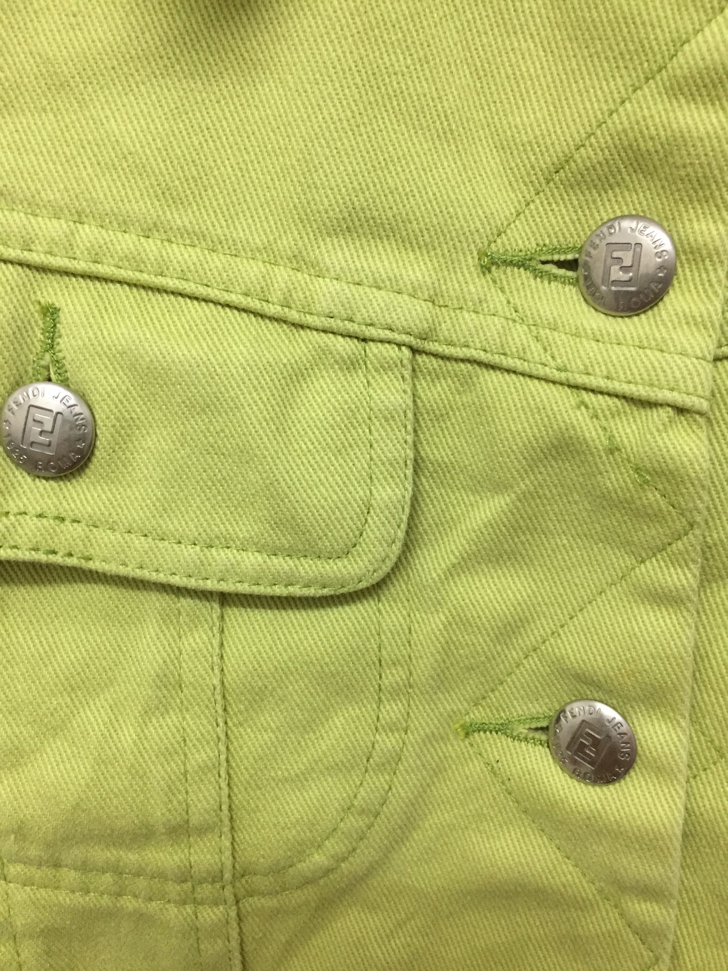 Fendi Vtg FENDI Trucker Lime Green denim Jacket Size M / US 6-8 / IT 42-44 - 6 Thumbnail