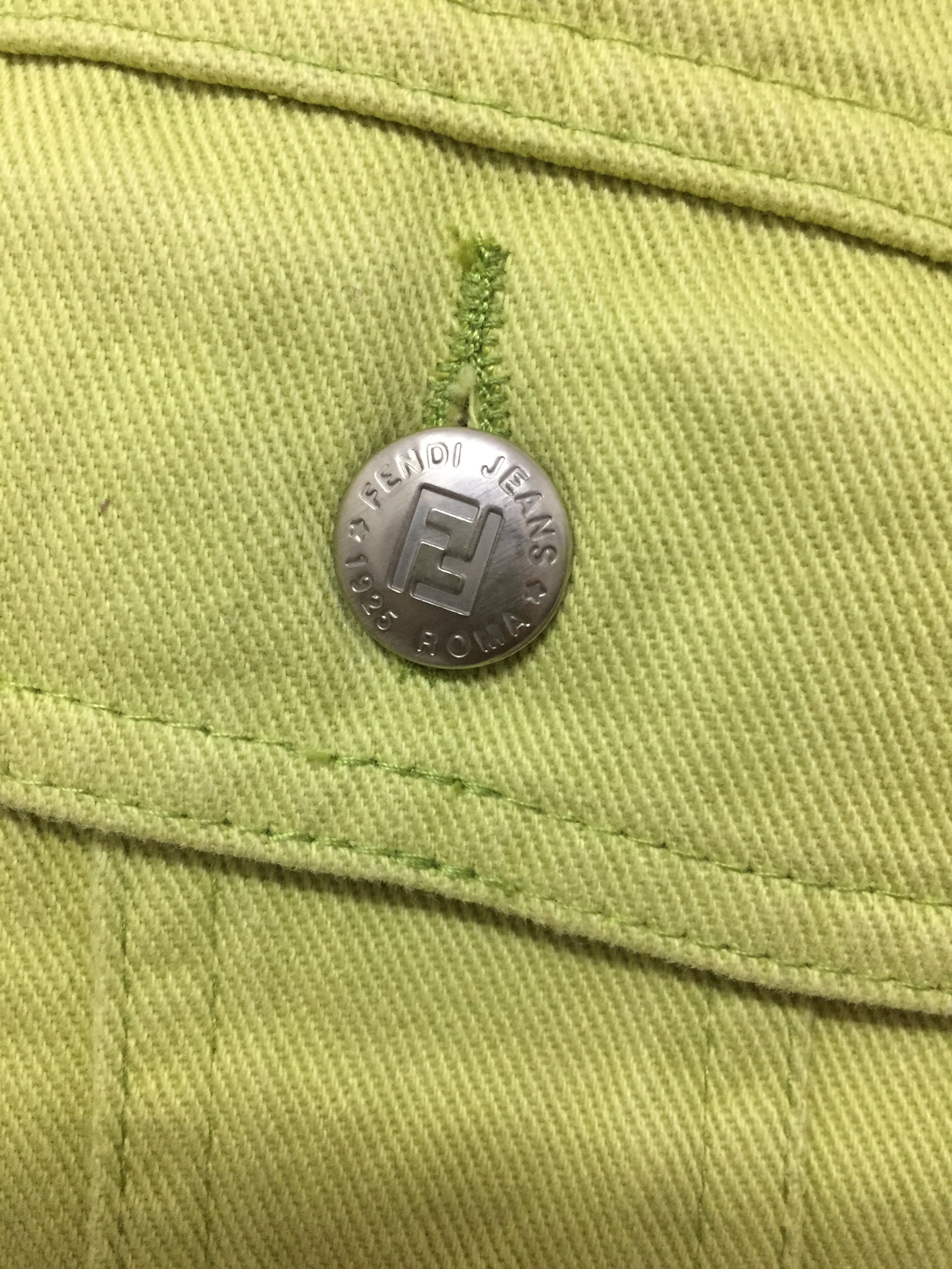Fendi Vtg FENDI Trucker Lime Green denim Jacket Size M / US 6-8 / IT 42-44 - 7 Thumbnail