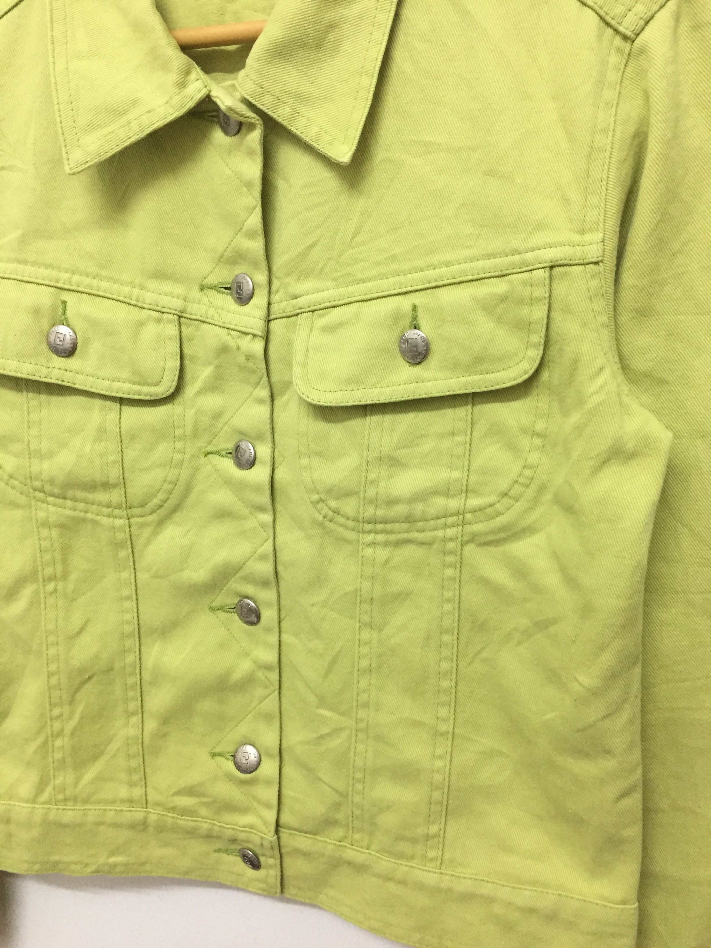 Fendi Vtg FENDI Trucker Lime Green denim Jacket Size M / US 6-8 / IT 42-44 - 5 Thumbnail