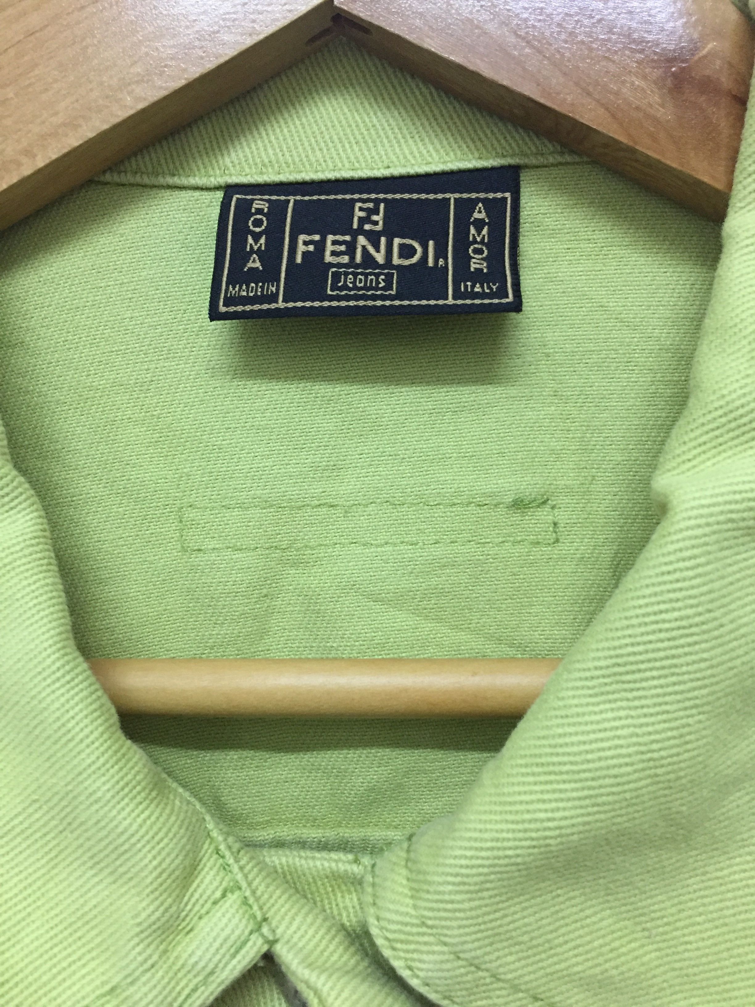 Fendi Vtg FENDI Trucker Lime Green denim Jacket Size M / US 6-8 / IT 42-44 - 11 Thumbnail