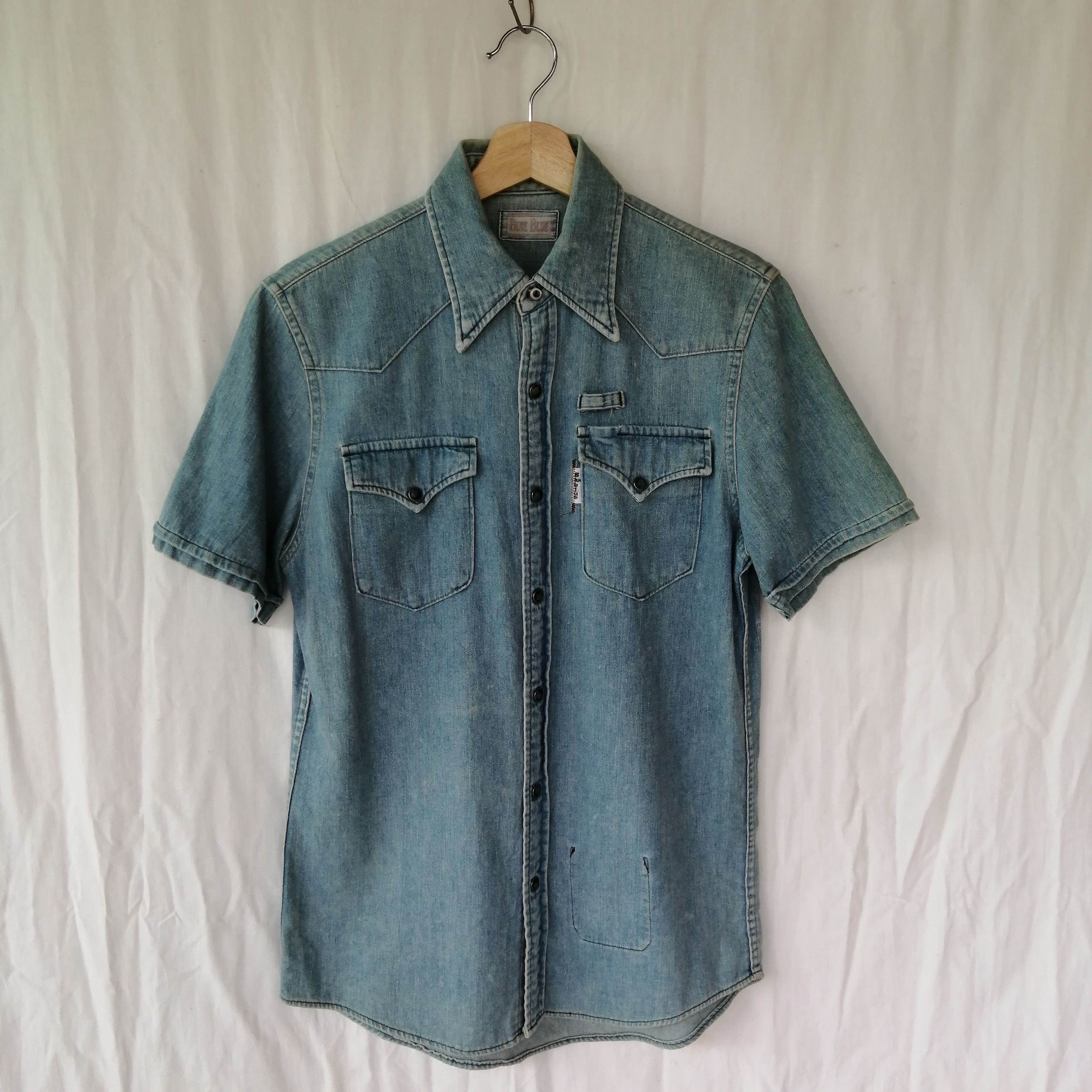 blue blue western shirt hidden pocket